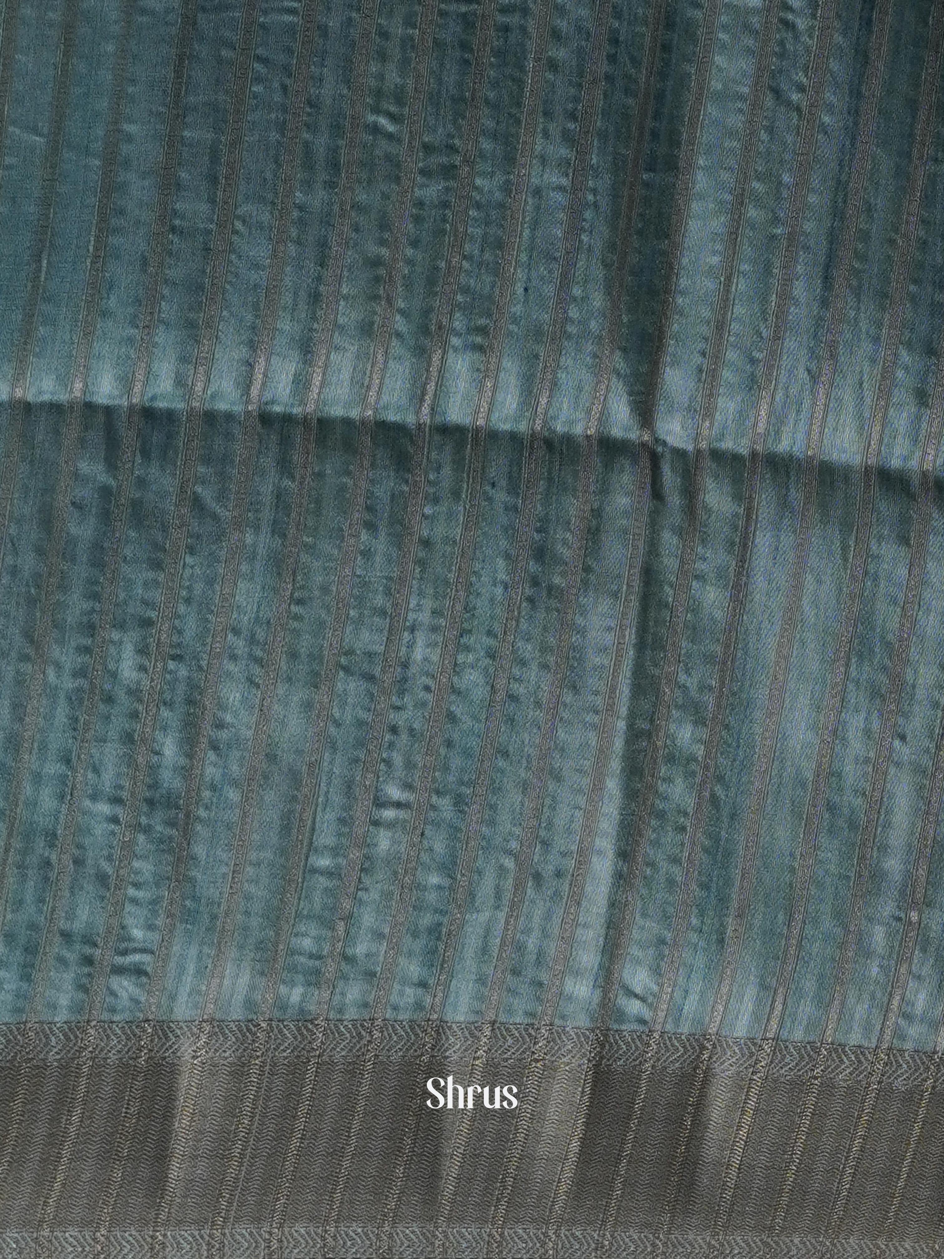 Dusty Green & Multicolour - Moonga silk Saree - Shop on ShrusEternity.com