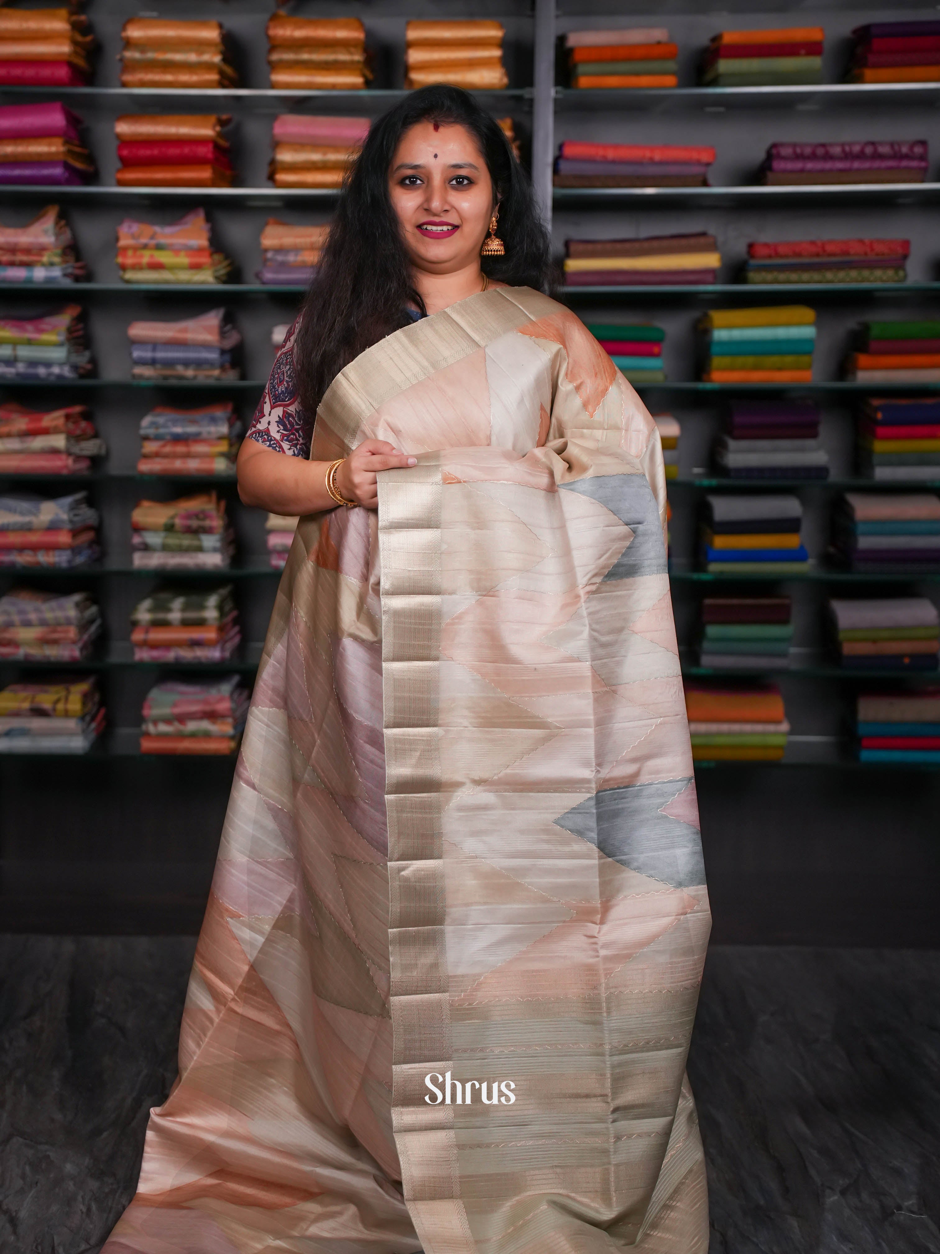 Peach & Purple - Moonga Silk Saree - Shop on ShrusEternity.com