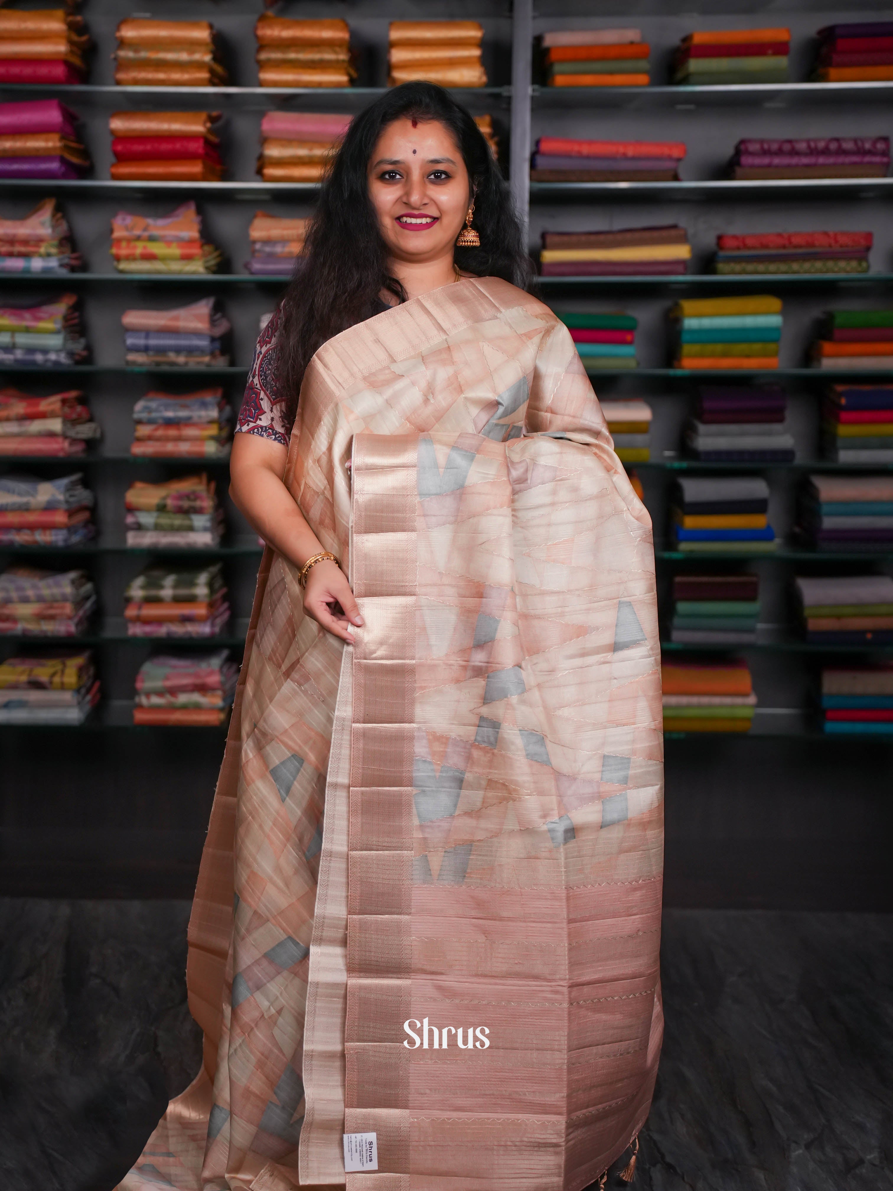 Dusty Pink- Moonga Silk Saree - Shop on ShrusEternity.com