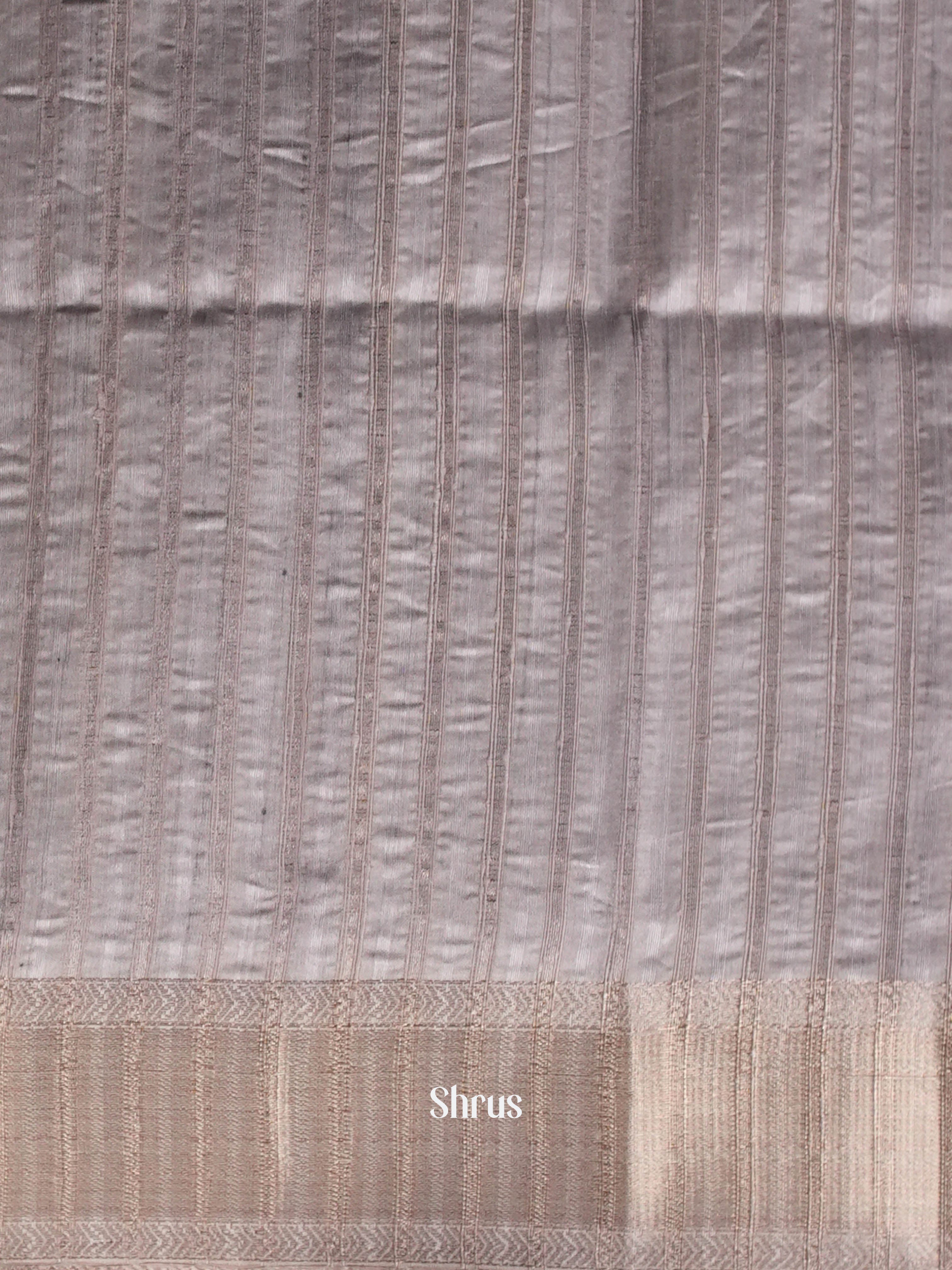 Grey & Peach - Moonga Silk Saree - Shop on ShrusEternity.com