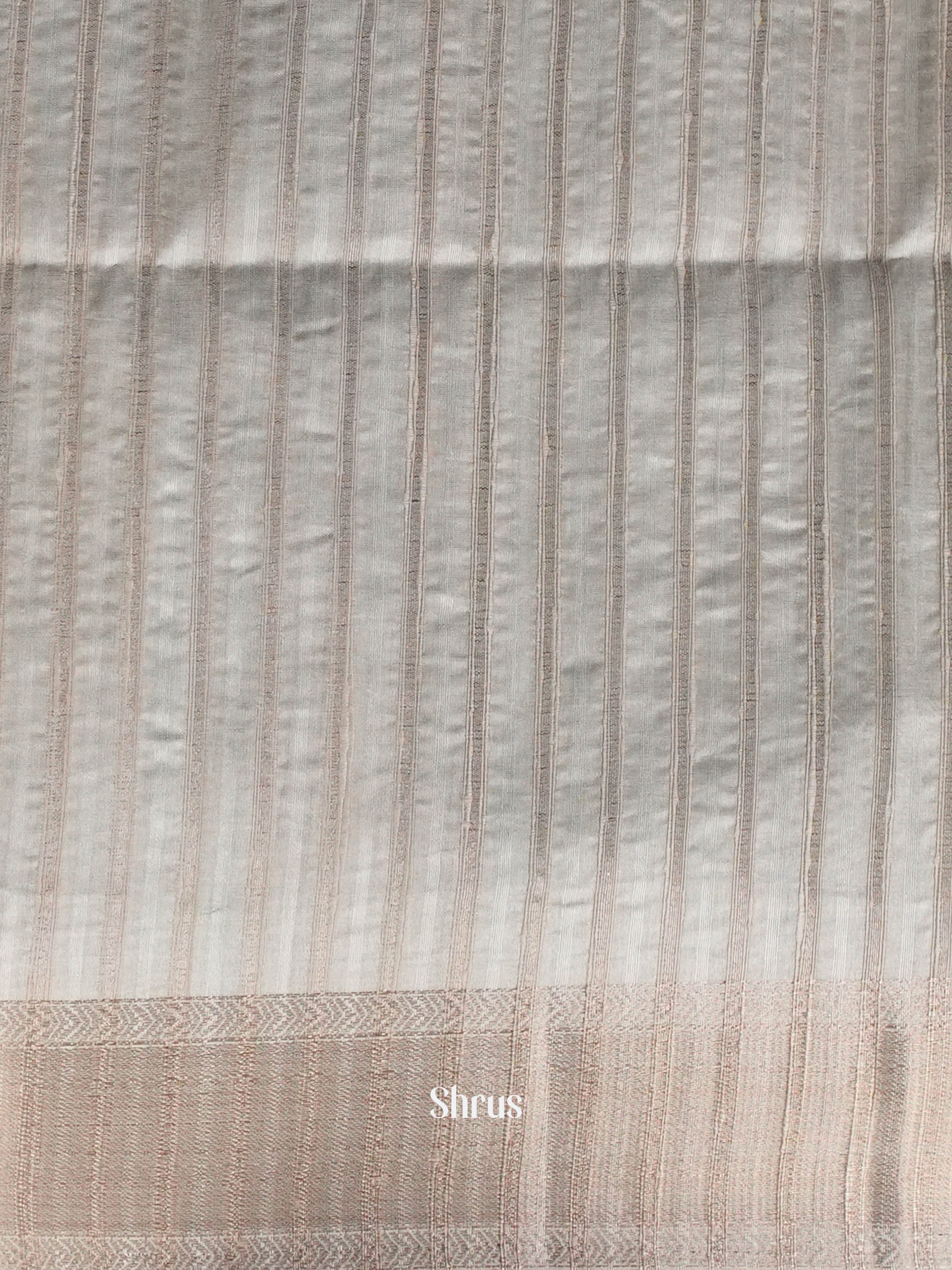 Light Pista Green & Grey - Moonga Silk Saree - Shop on ShrusEternity.com