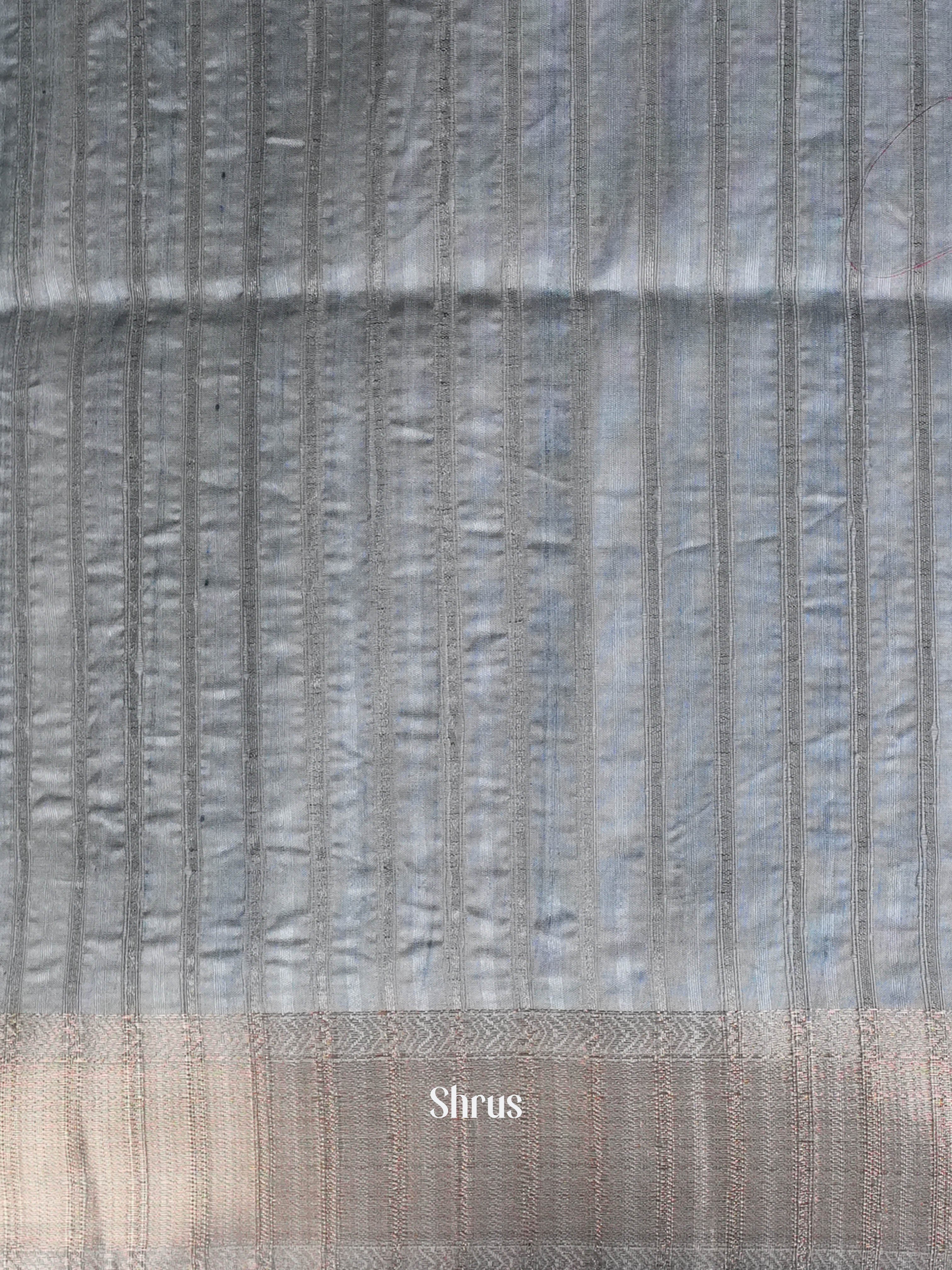 Dusty Green & Blue - Moonga Silk Saree - Shop on ShrusEternity.com