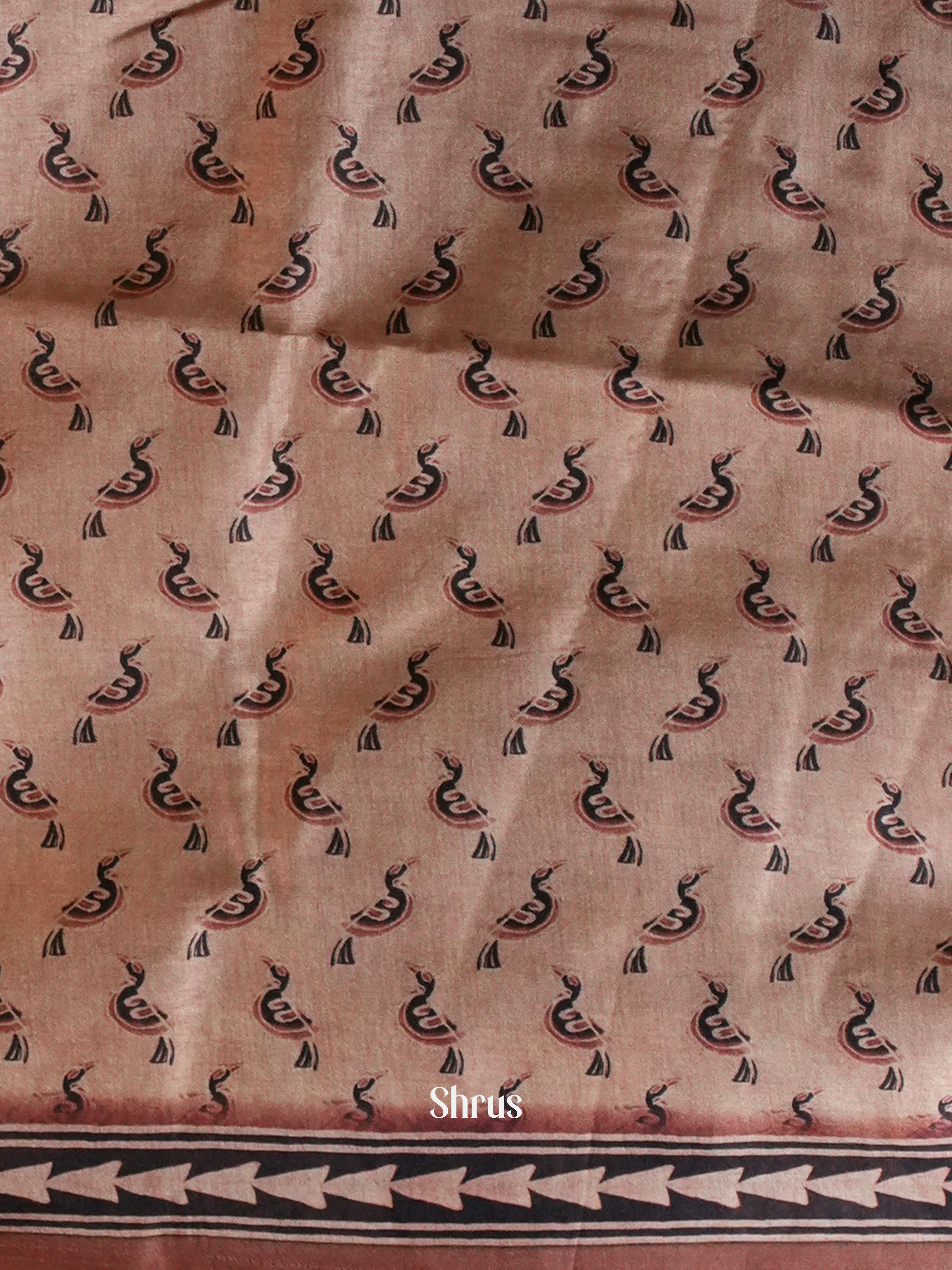 Wheat brown & Brown - Moonga Silk Saree - Shop on ShrusEternity.com