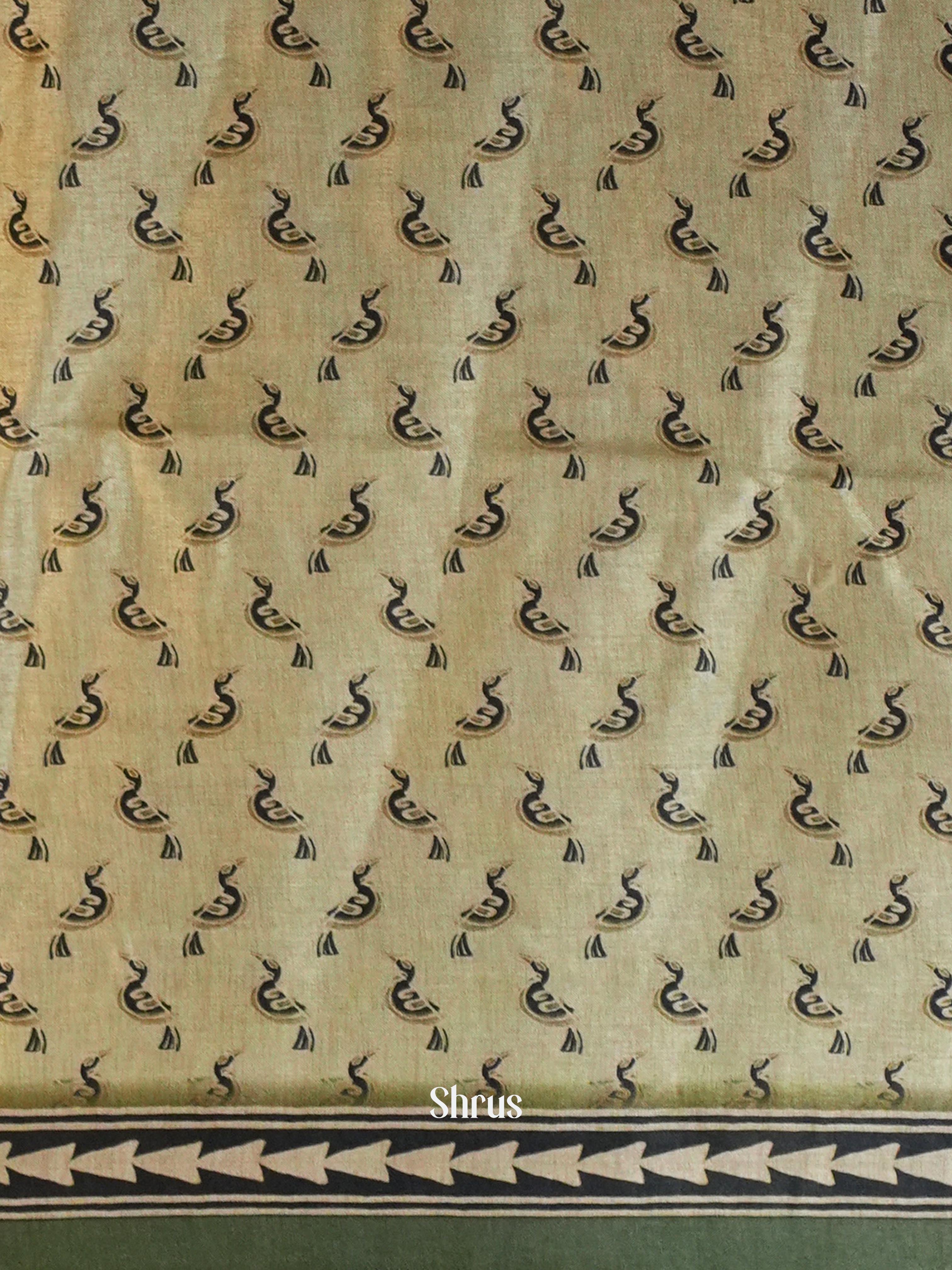 Olive Green & Green - Moonga Silk Saree - Shop on ShrusEternity.com