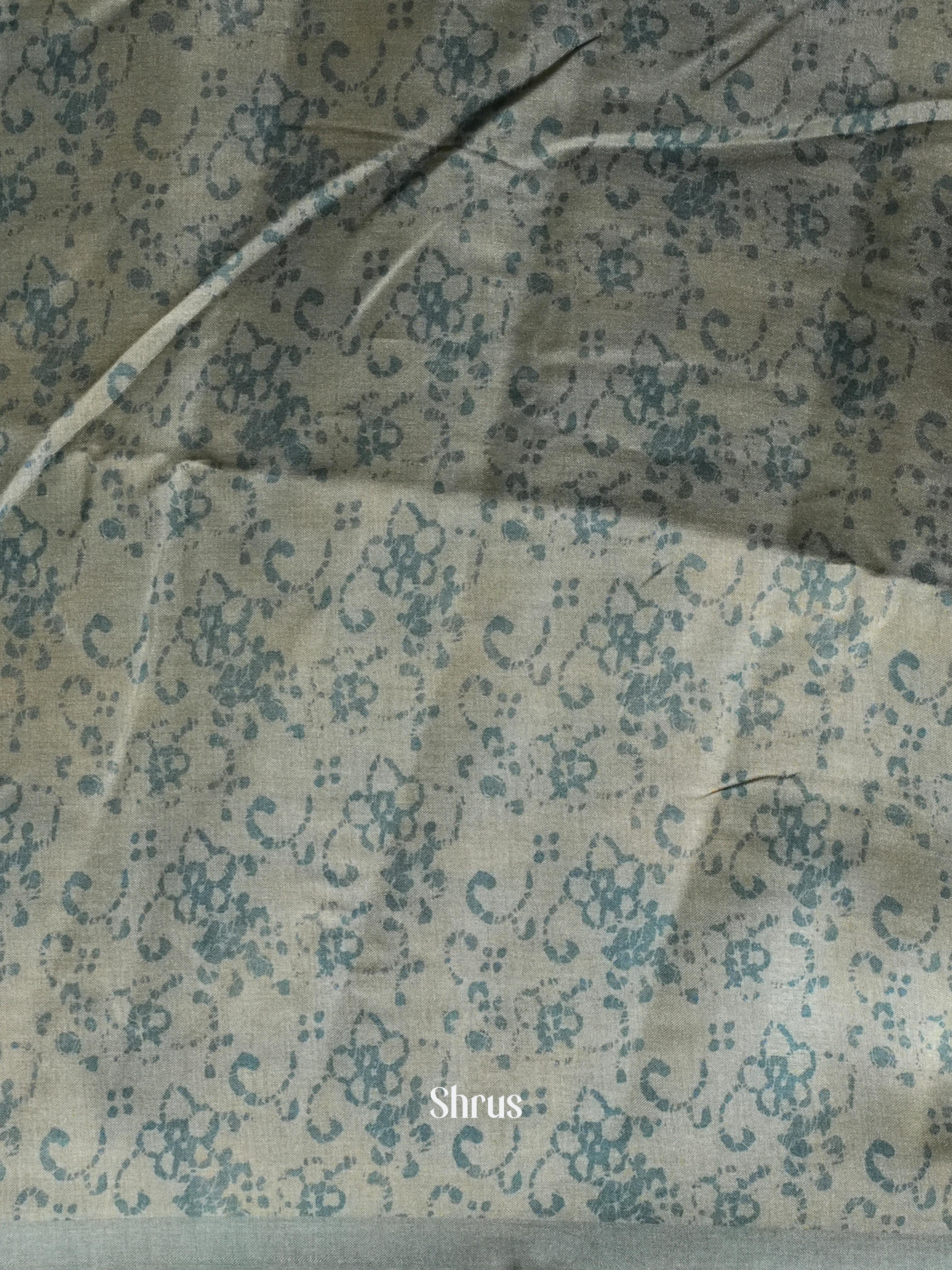 Grey & Teal - Moonga Silk Saree - Shop on ShrusEternity.com