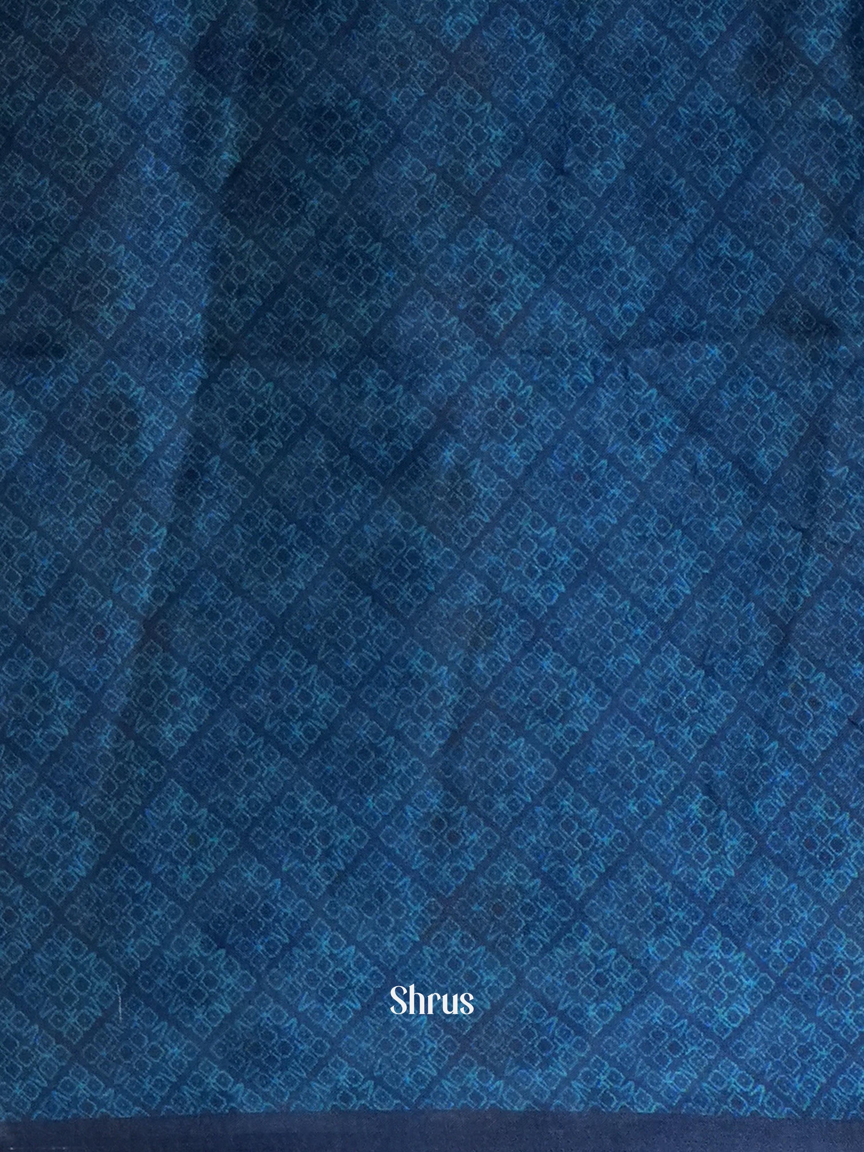 Dark Cream & Blue - Moonga Silk Saree - Shop on ShrusEternity.com