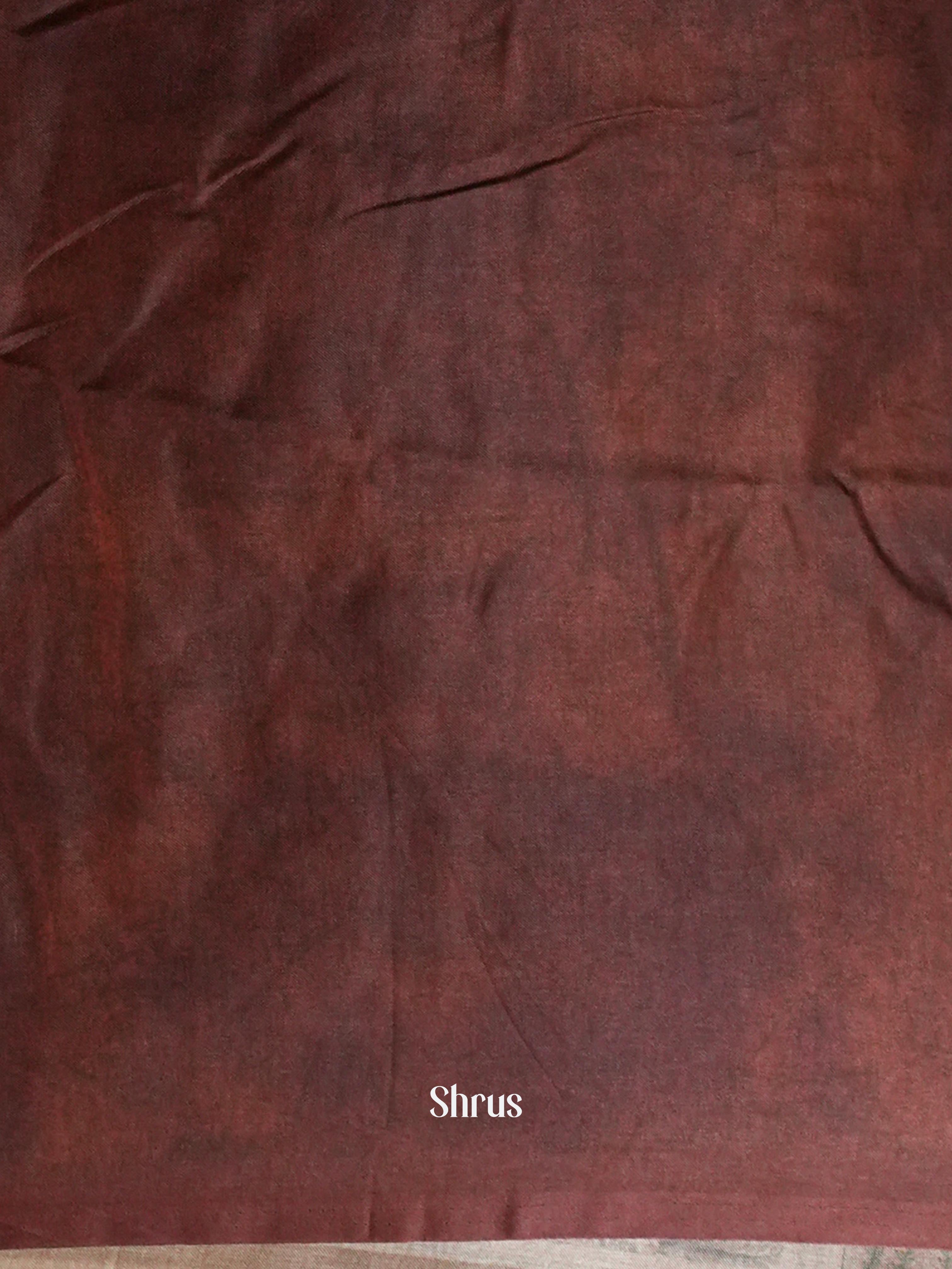 Dark Cream & Brown - Moonga Silk Saree - Shop on ShrusEternity.com