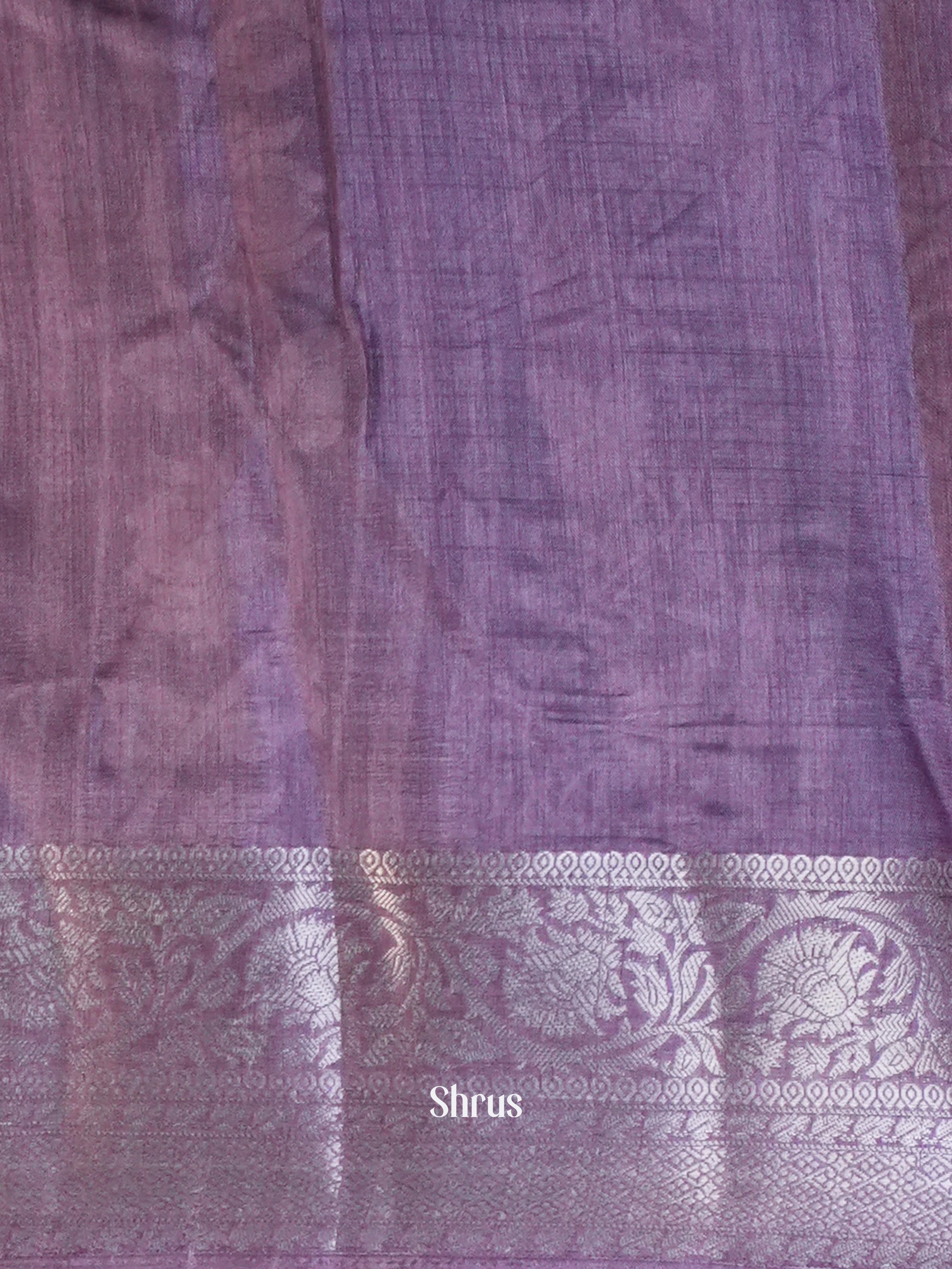 Black & Twilight Lavendar - Elephant Print Semi Tussar Saree - Shop on ShrusEternity.com