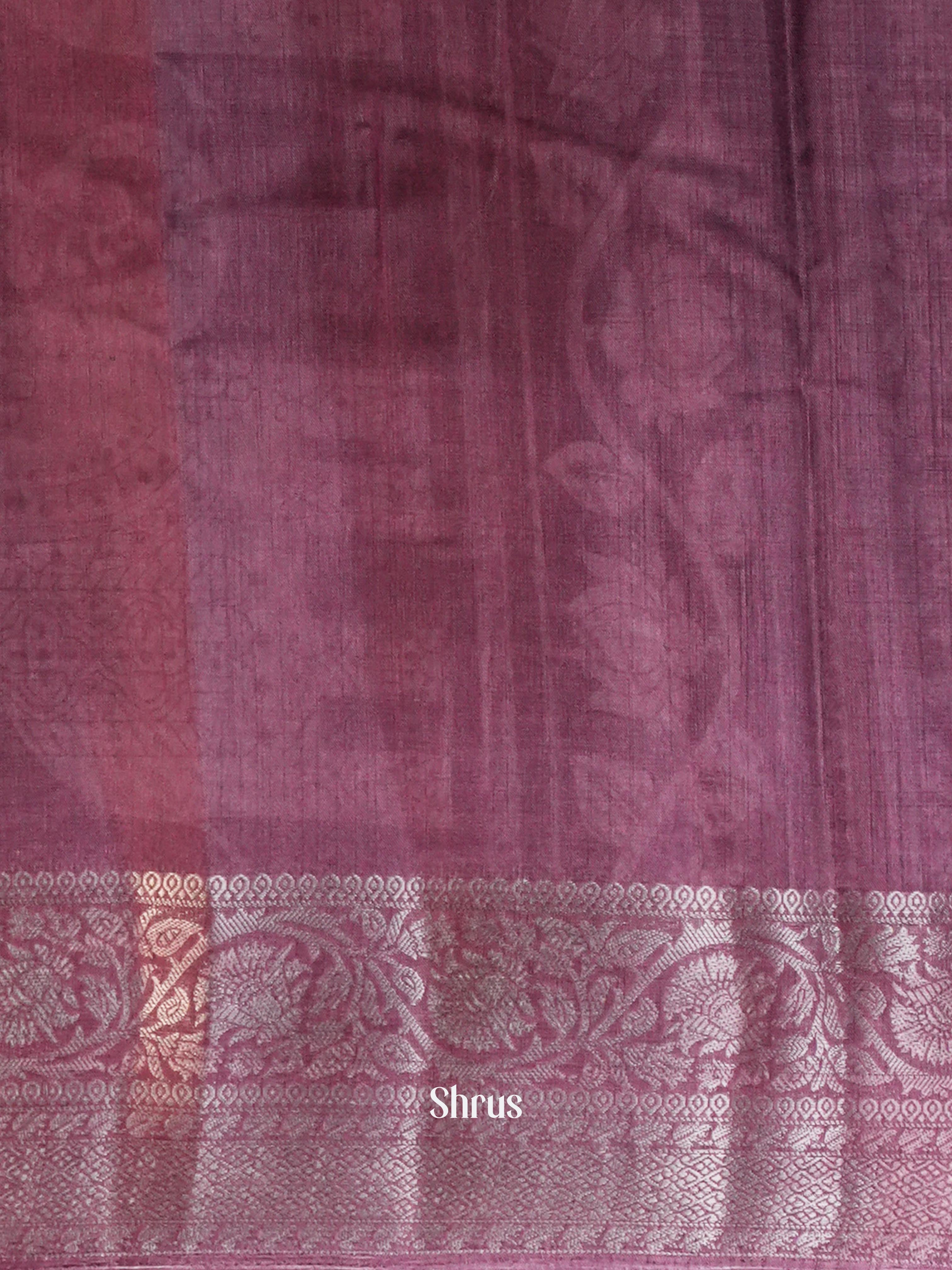 Black & Dull Pink - Elephant Print Semi Tussar Saree - Shop on ShrusEternity.com