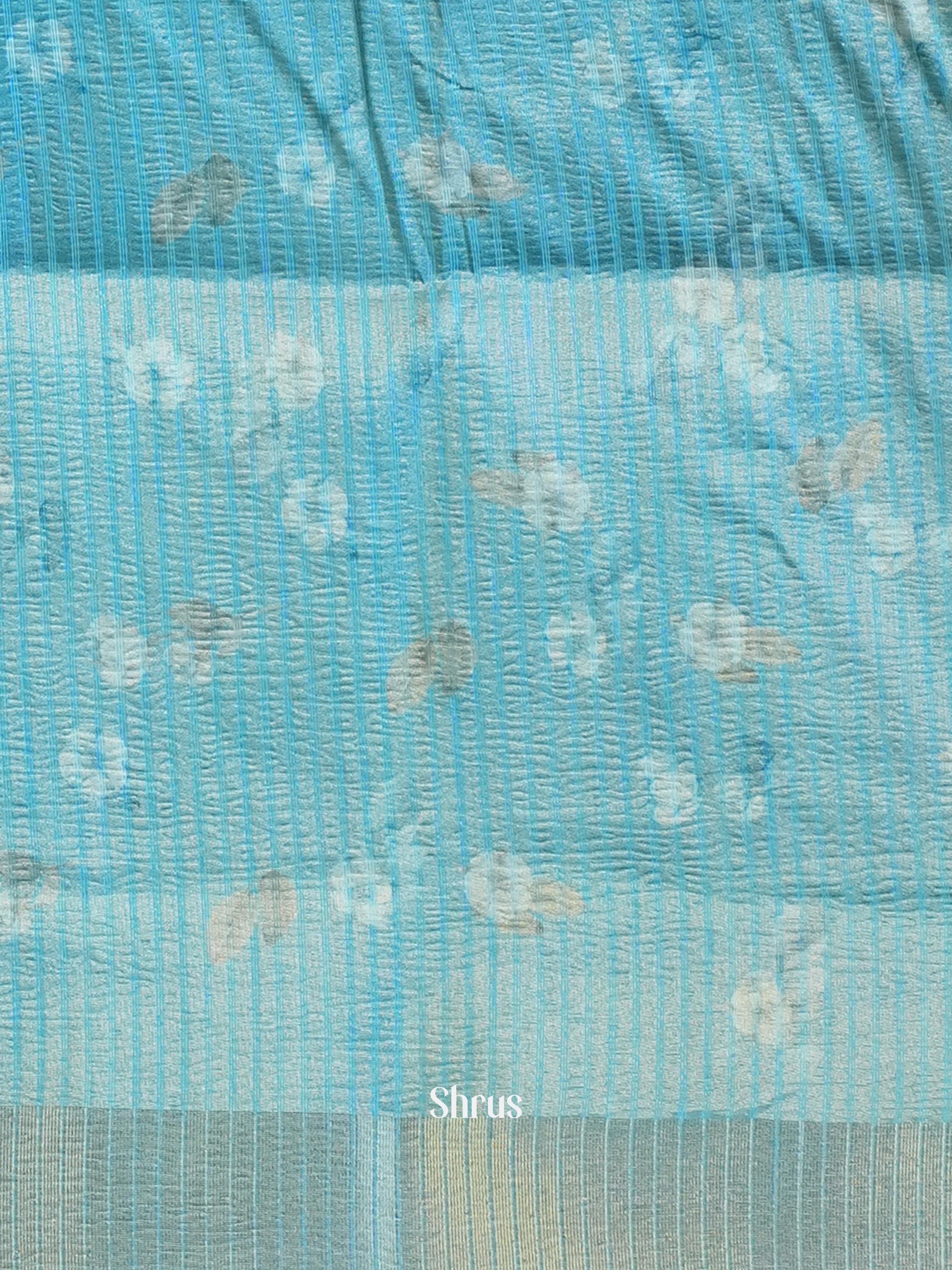 Sky Blue - Bamboo Silk Saree - Shop on ShrusEternity.com