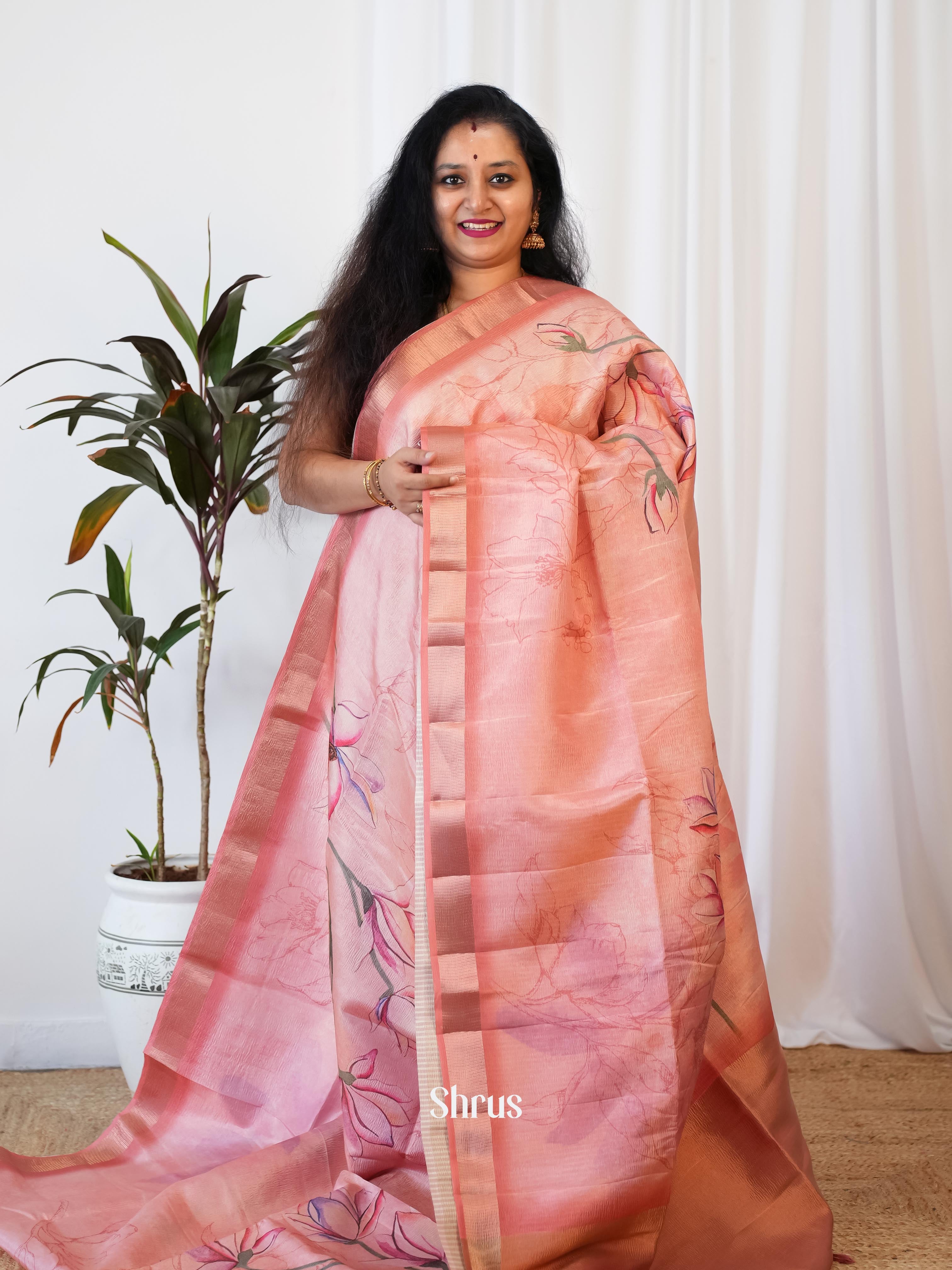 Pink - Bamboo Silk Saree - Shop on ShrusEternity.com
