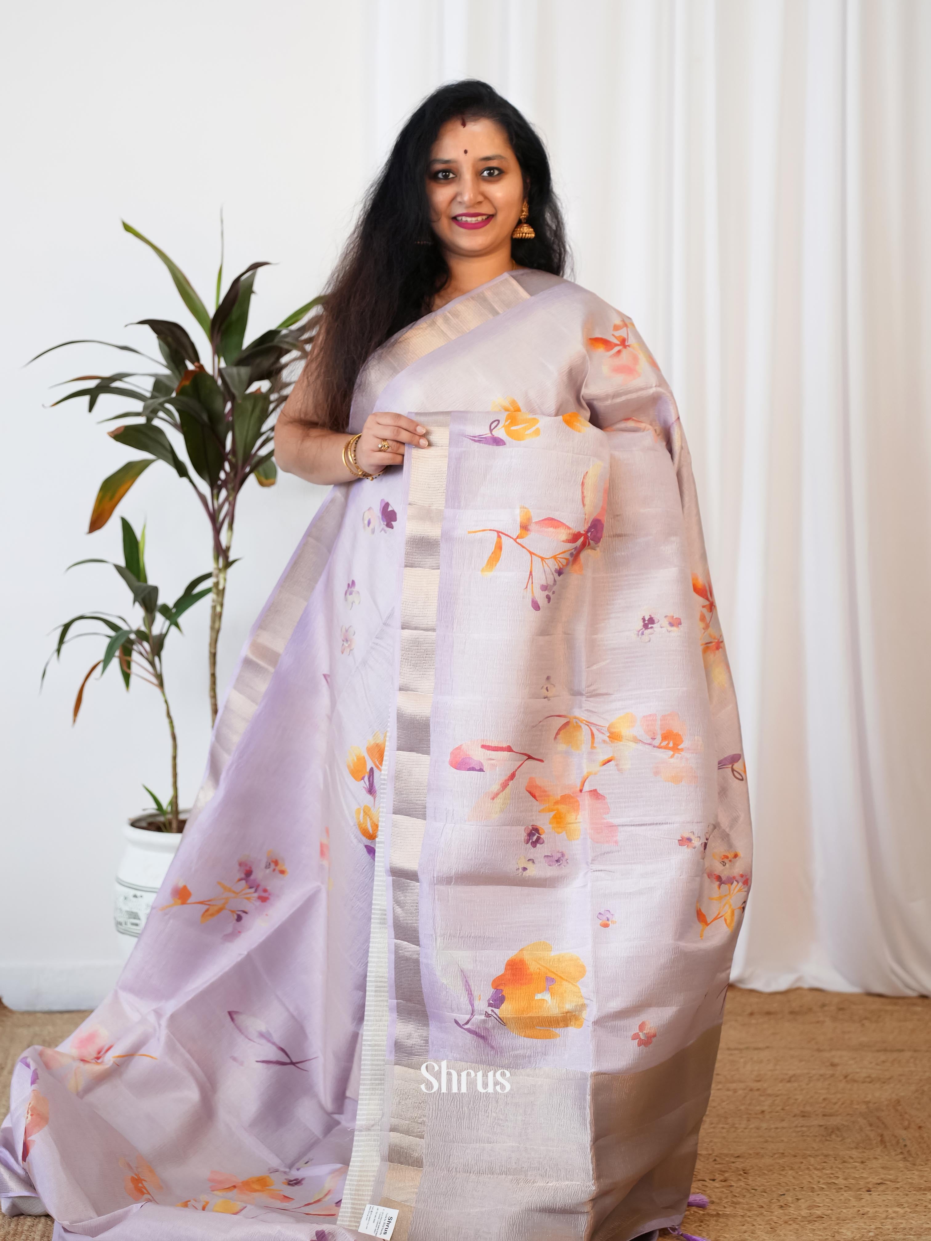 Purple - Bamboo Silk Saree - Shop on ShrusEternity.com