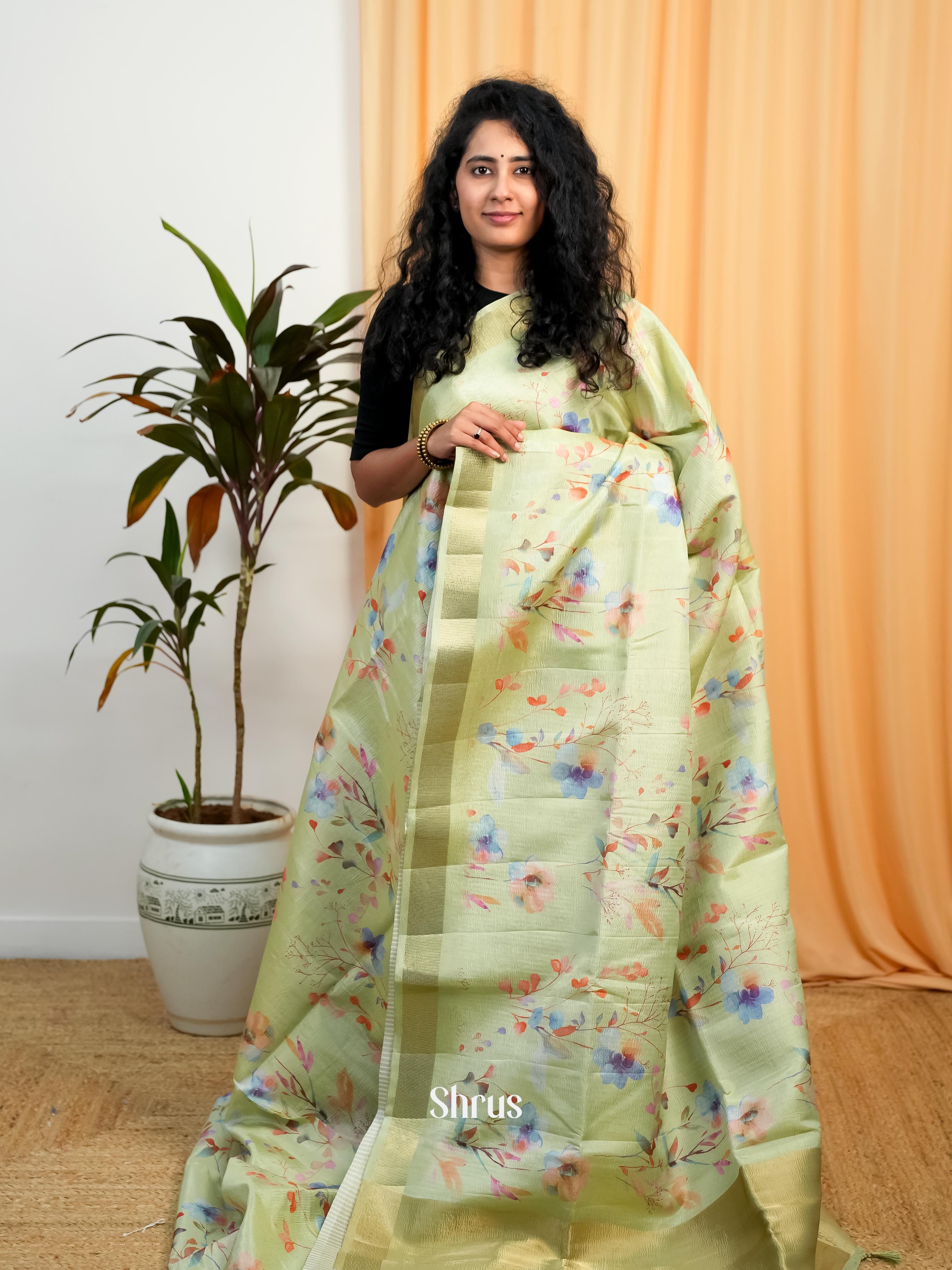 Pastel Green - Bamboo silk Saree - Shop on ShrusEternity.com