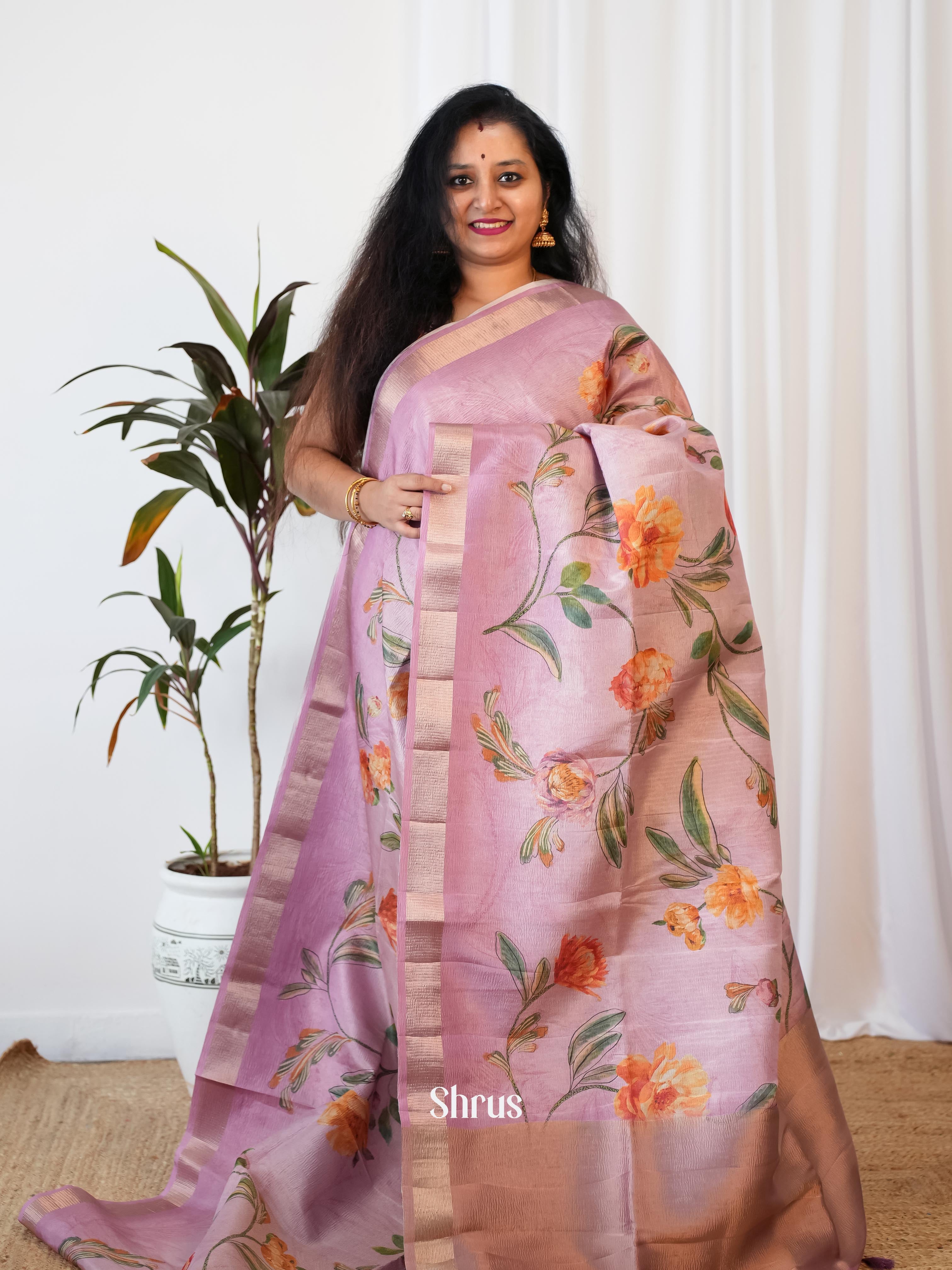 Purple - Bamboo Silk Saree - Shop on ShrusEternity.com