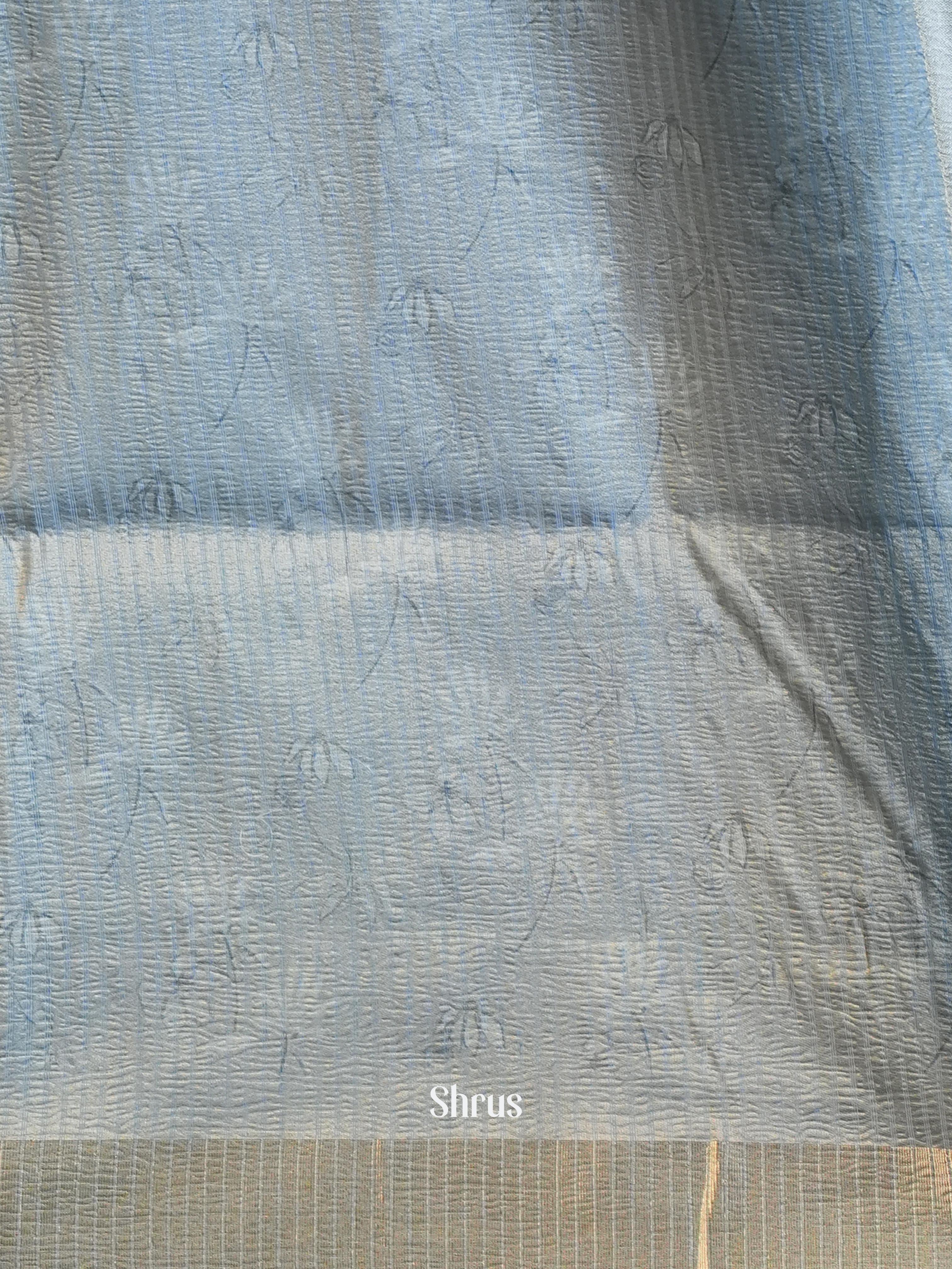 Blue & Grey- Bamboo Silk Saree - Shop on ShrusEternity.com