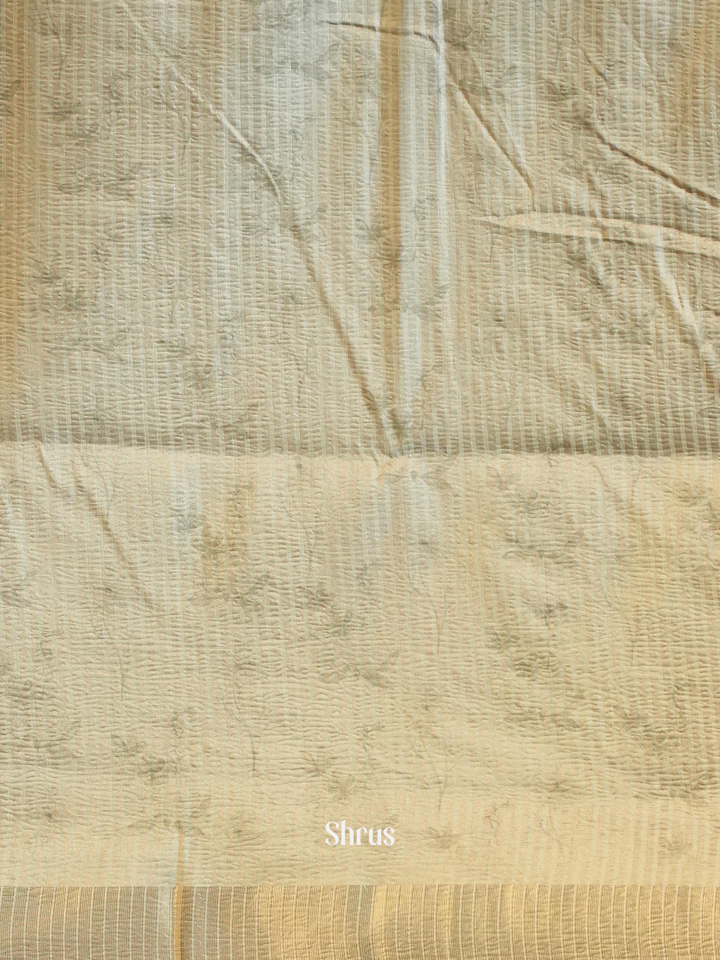 Green & Cream - Bamboo Silk Saree - Shop on ShrusEternity.com