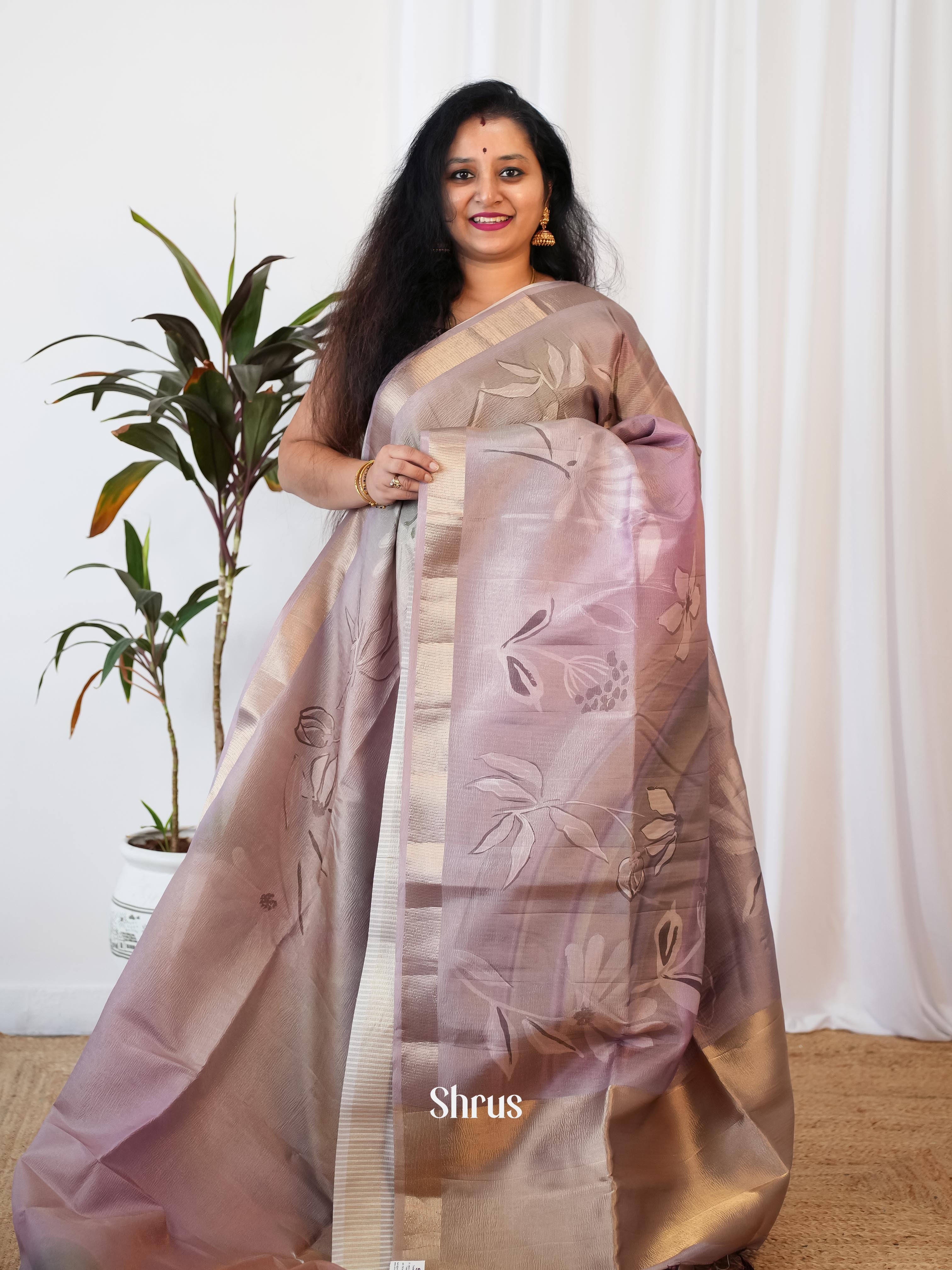 Purple - Bamboo Silk Saree - Shop on ShrusEternity.com