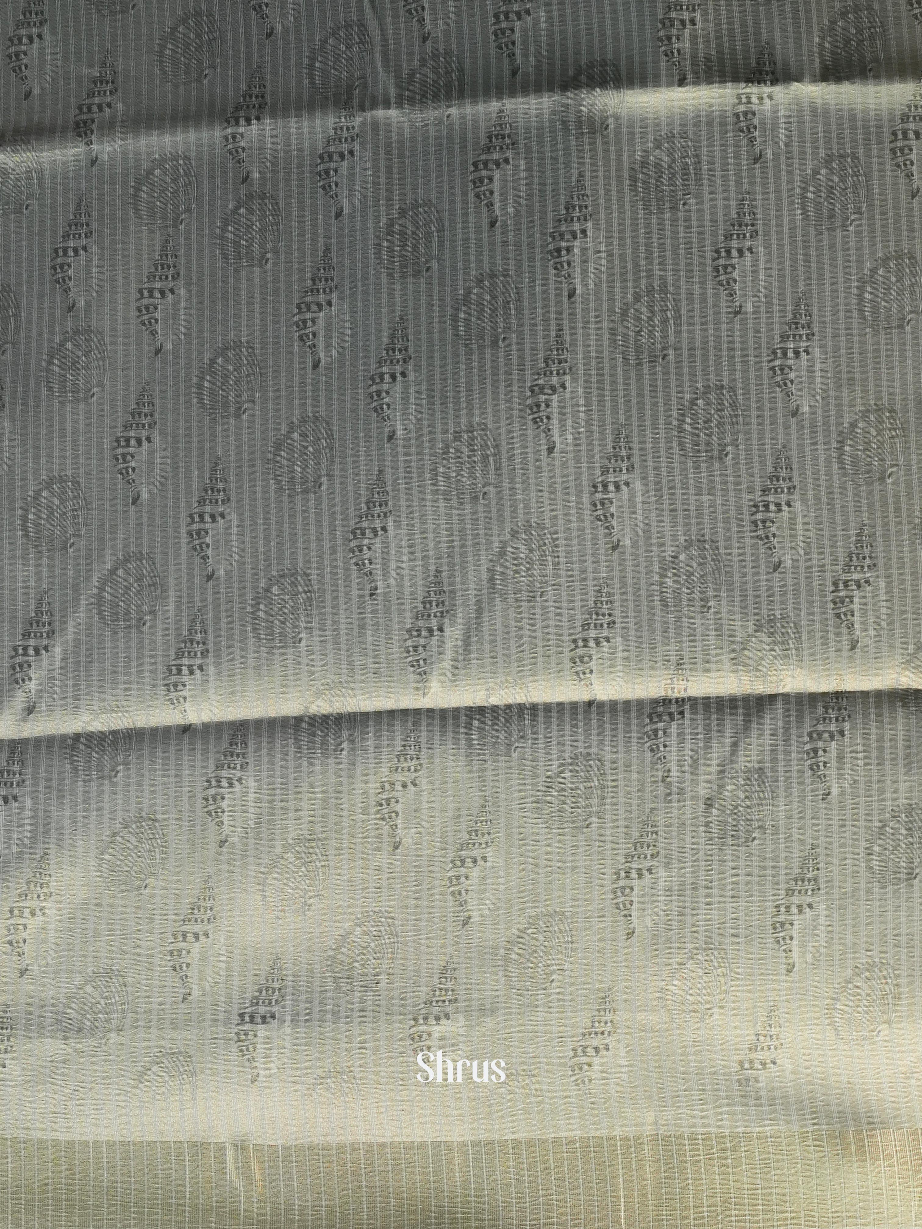 Green & Grey - Bamboo silk Saree - Shop on ShrusEternity.com