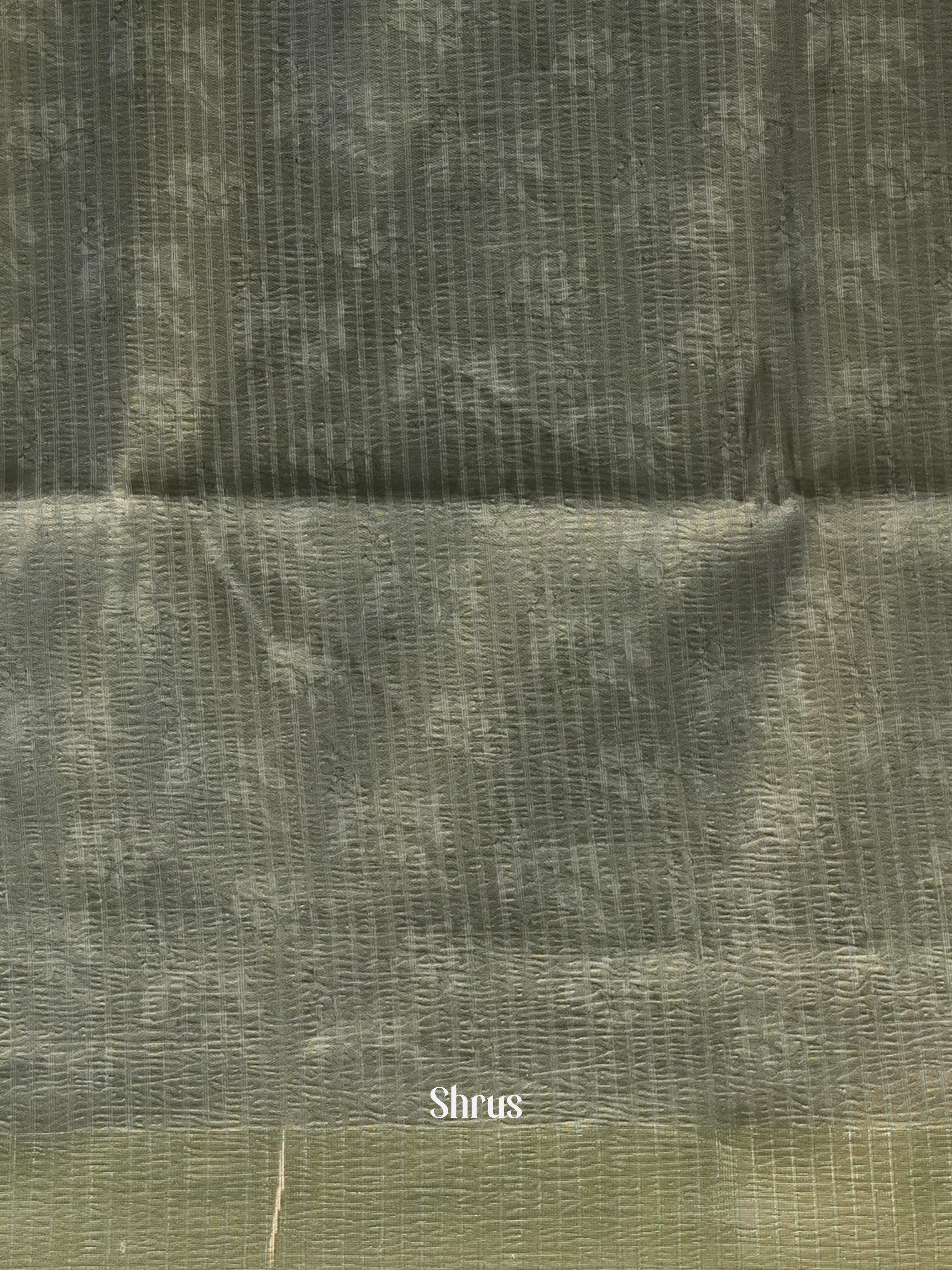 Glittering Green & Grey - Bamboo silk Saree - Shop on ShrusEternity.com