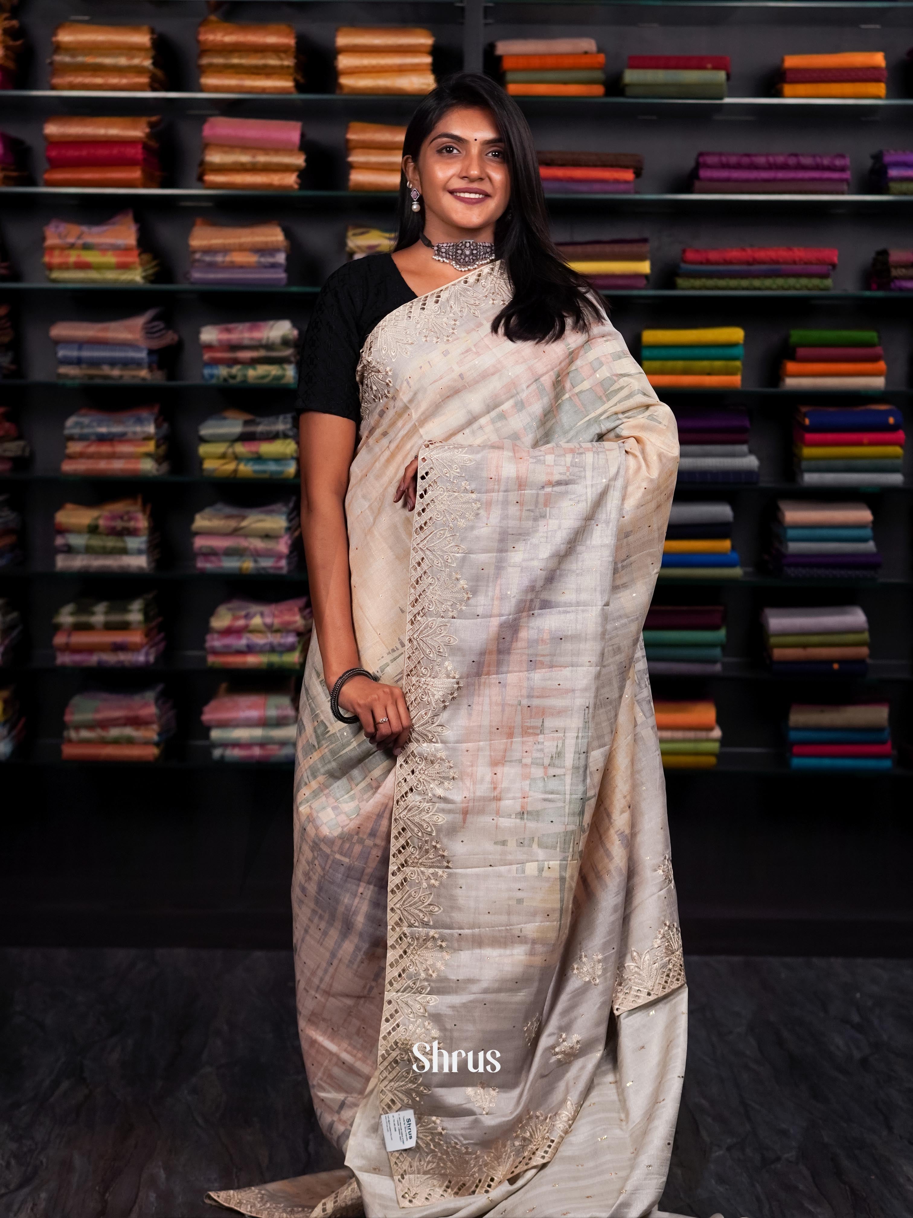 Shades Of Grey - Moonga silk Saree - Shop on ShrusEternity.com