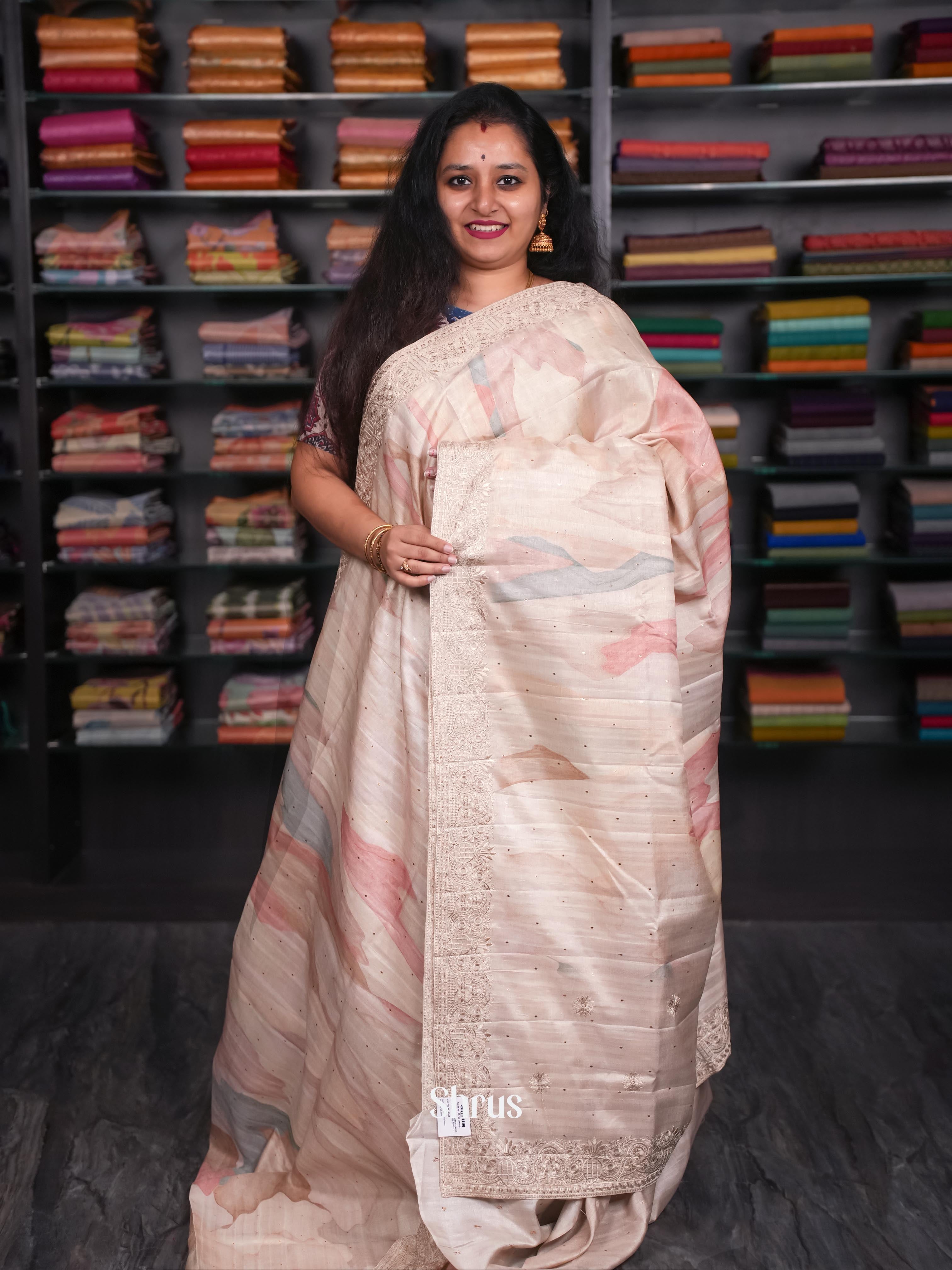 Pastel Peach - Moonga Silk Saree - Shop on ShrusEternity.com