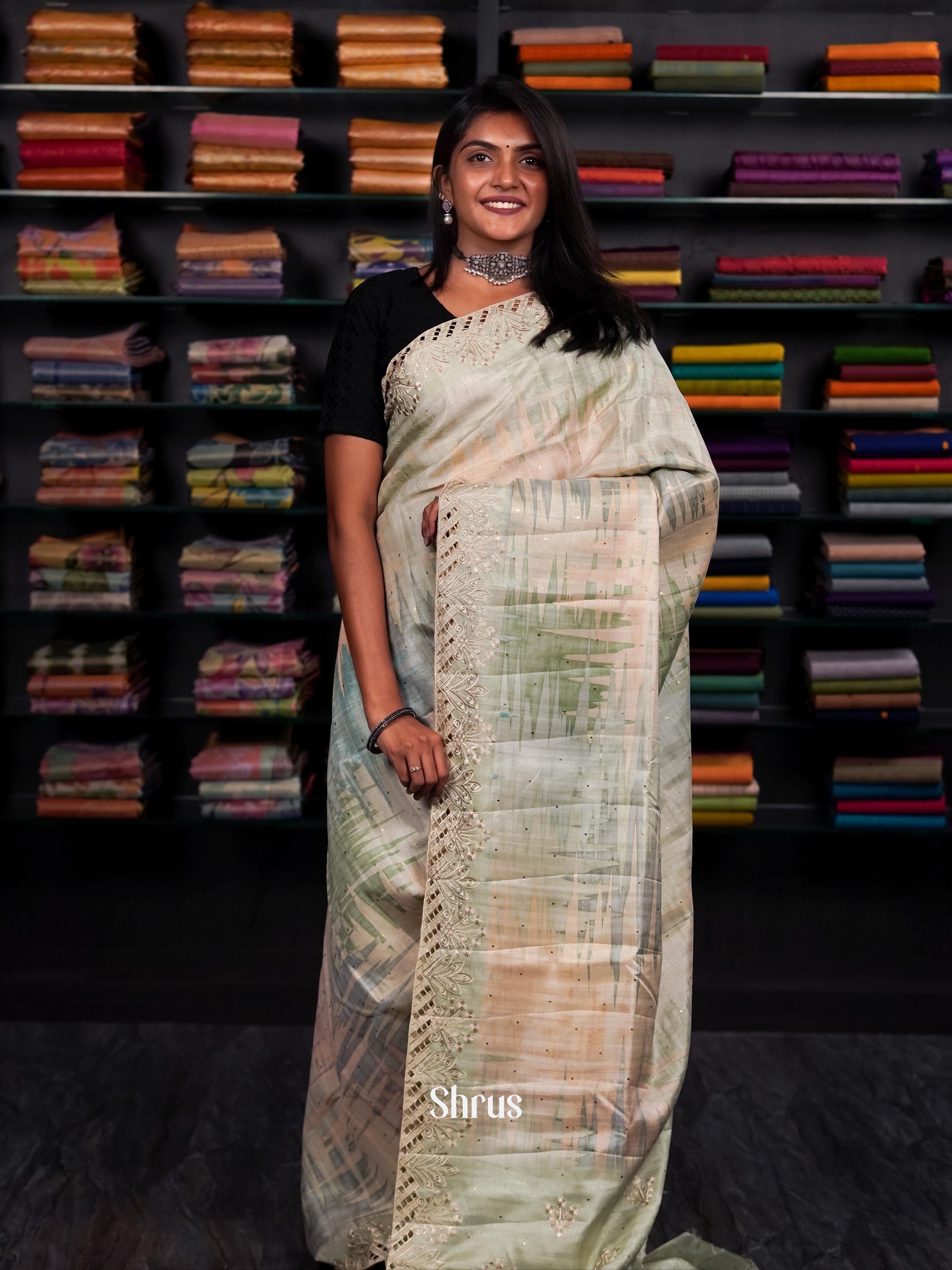 Lite green - Moonga silk Saree - Shop on ShrusEternity.com