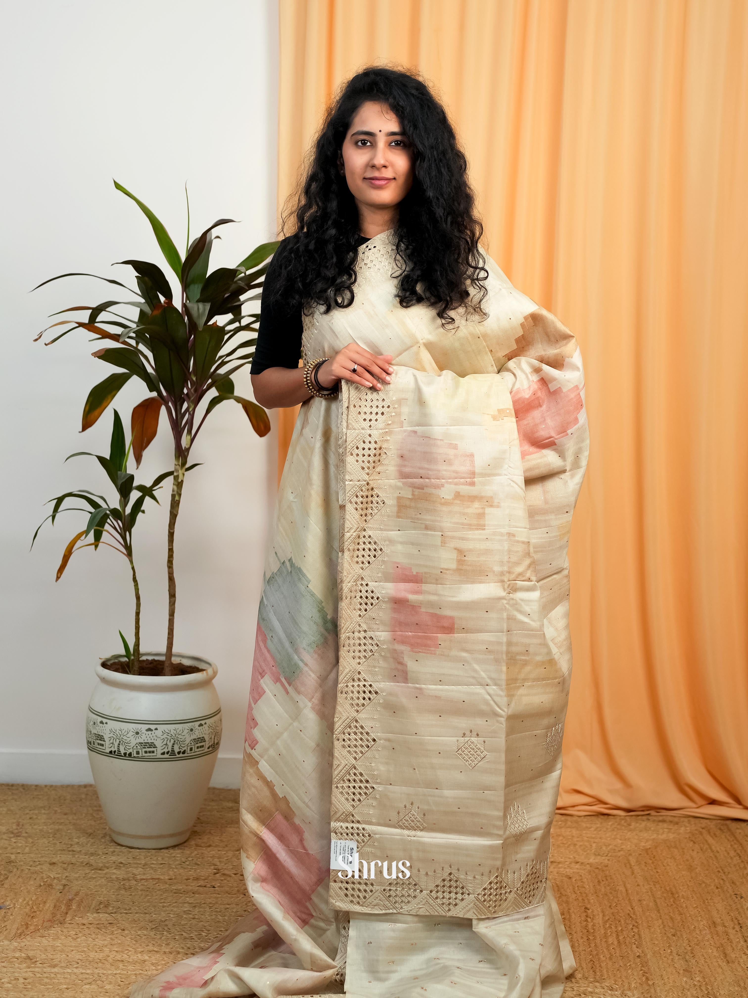 Cream - Moonga Saree - Shop on ShrusEternity.com