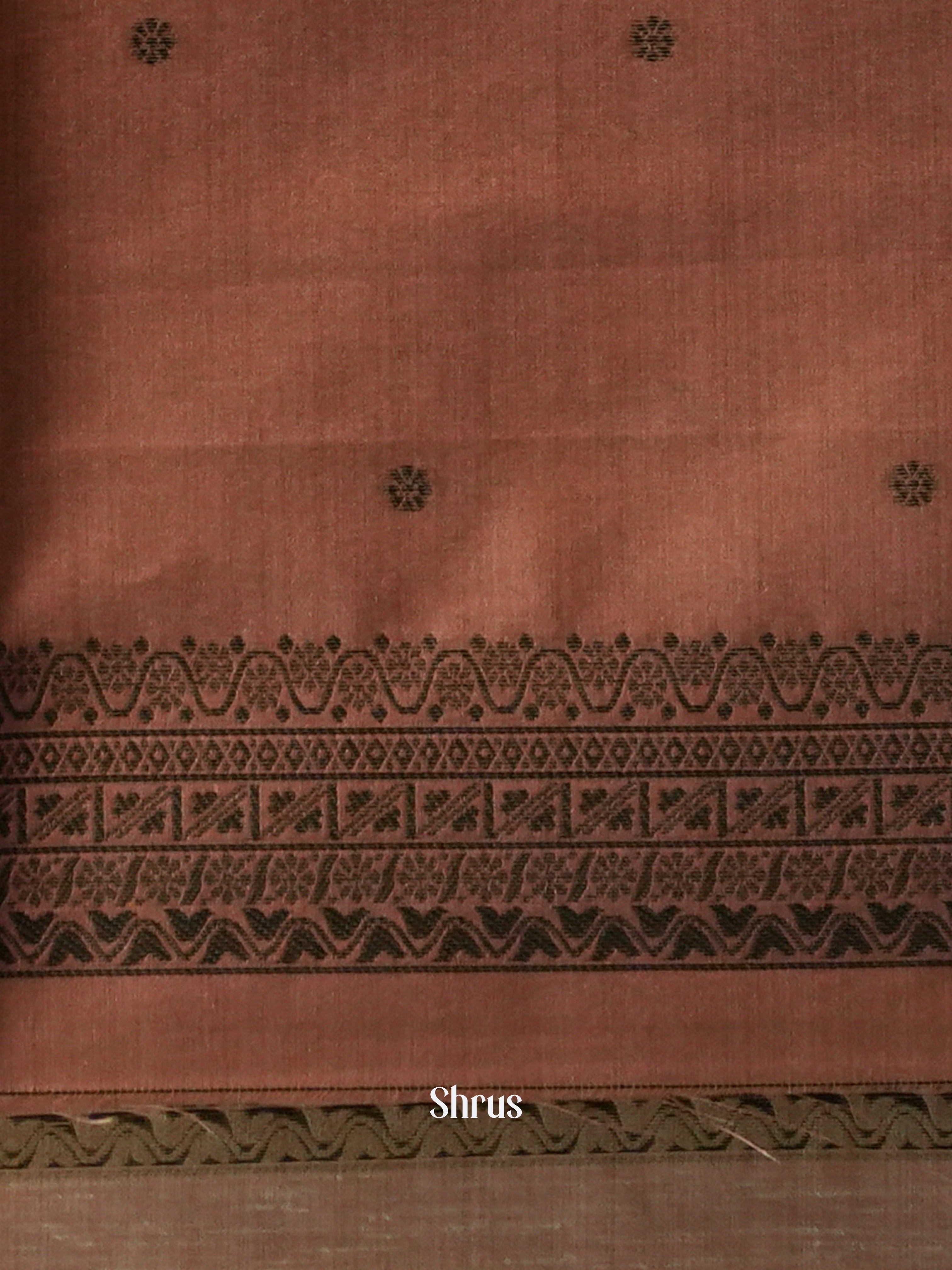 Peach & Brown - Semi Tussar Saree - Shop on ShrusEternity.com