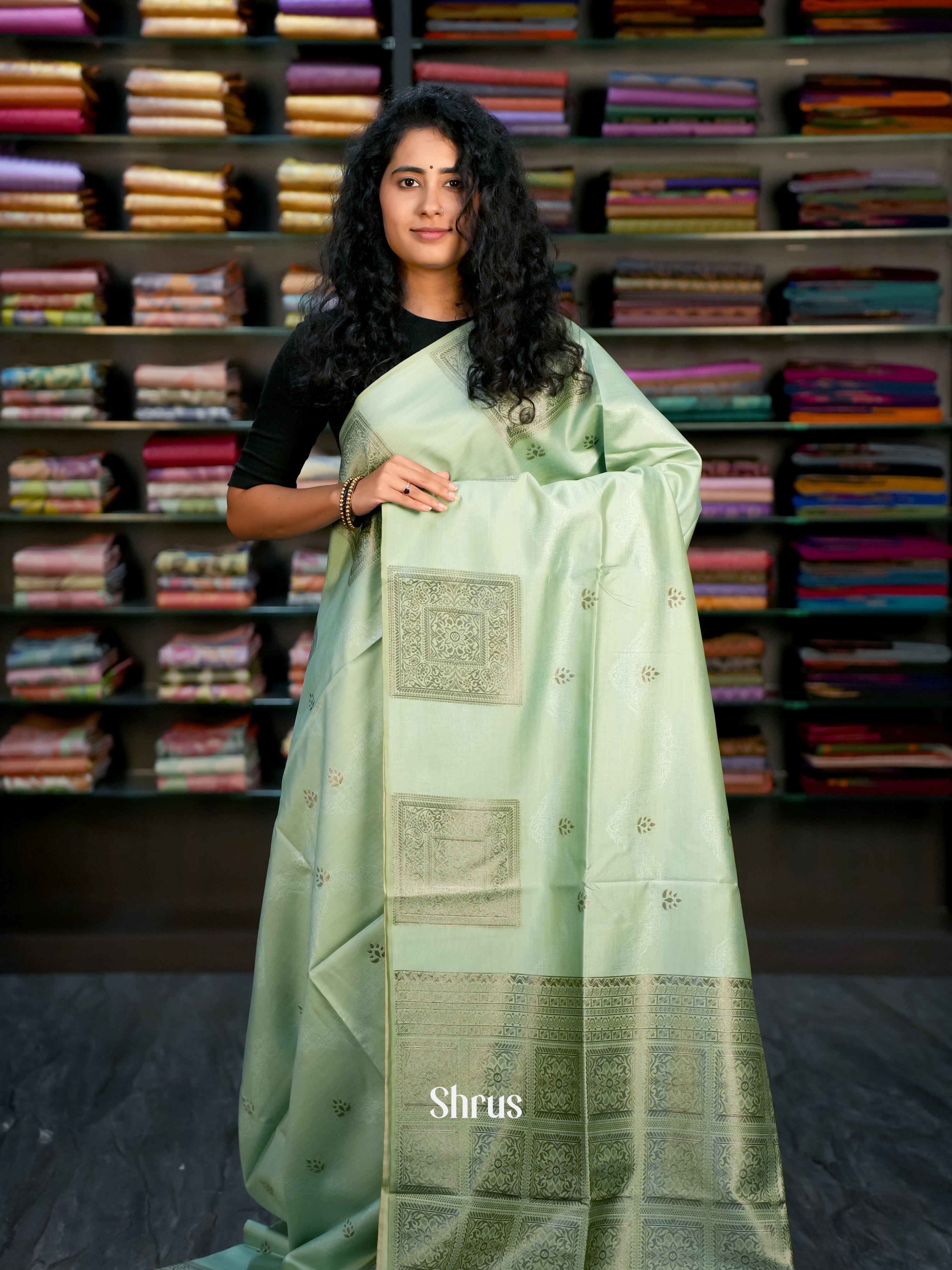 Pastel Green - Semi Tussar Saree - Shop on ShrusEternity.com