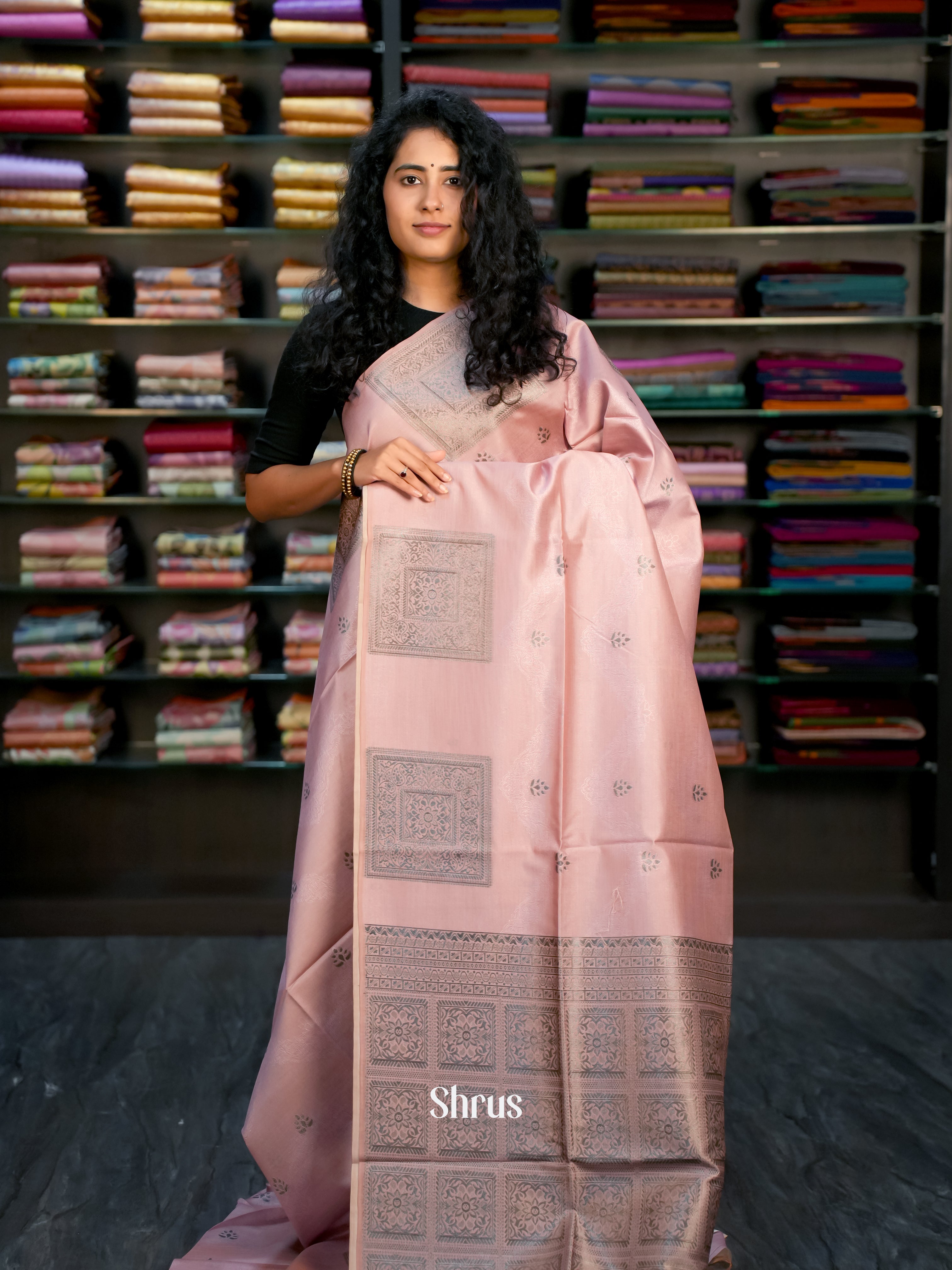 Pastel Pink - Semi Tussar Saree - Shop on ShrusEternity.com