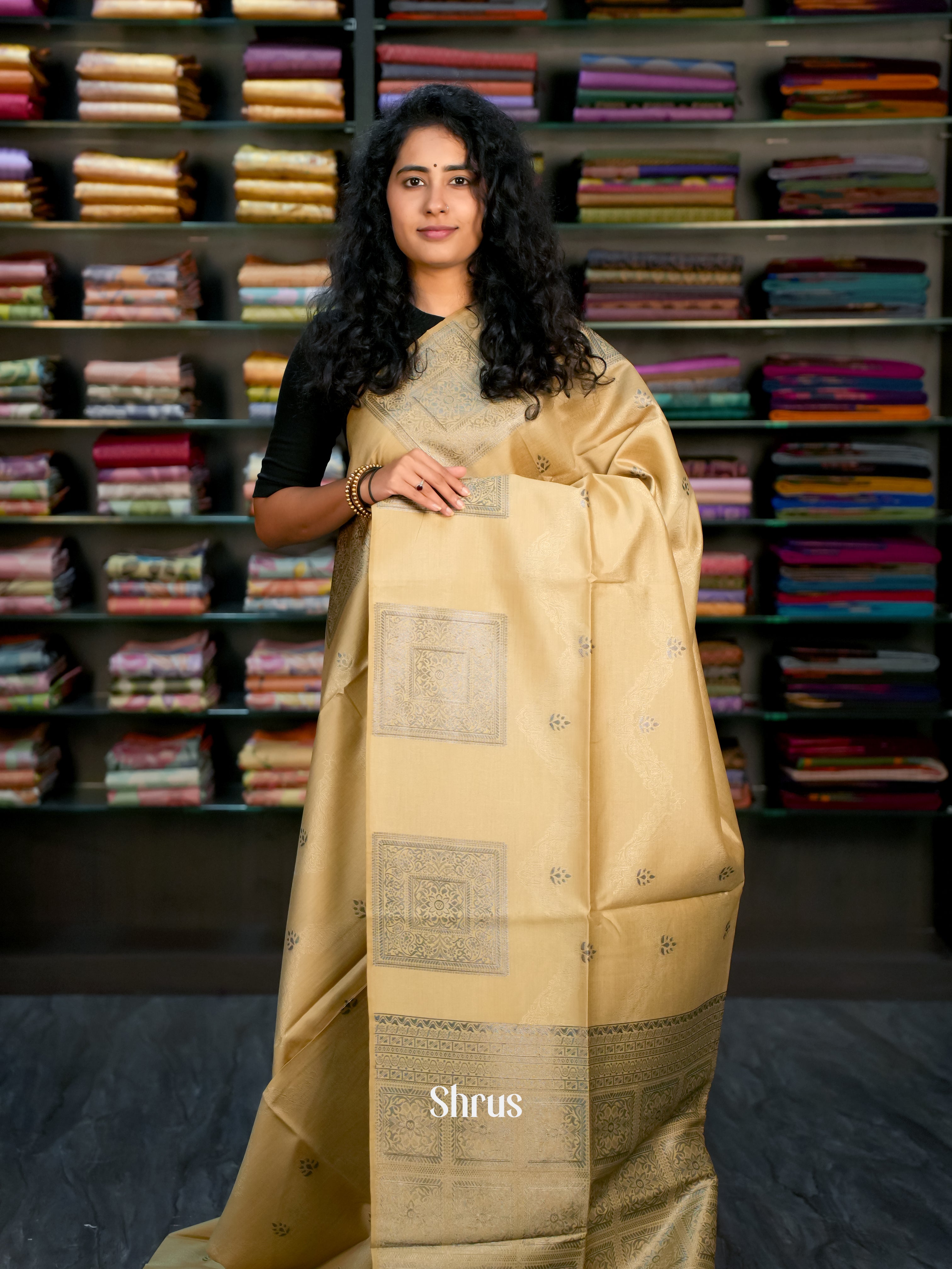 Sandal - Semi Tussar Saree - Shop on ShrusEternity.com