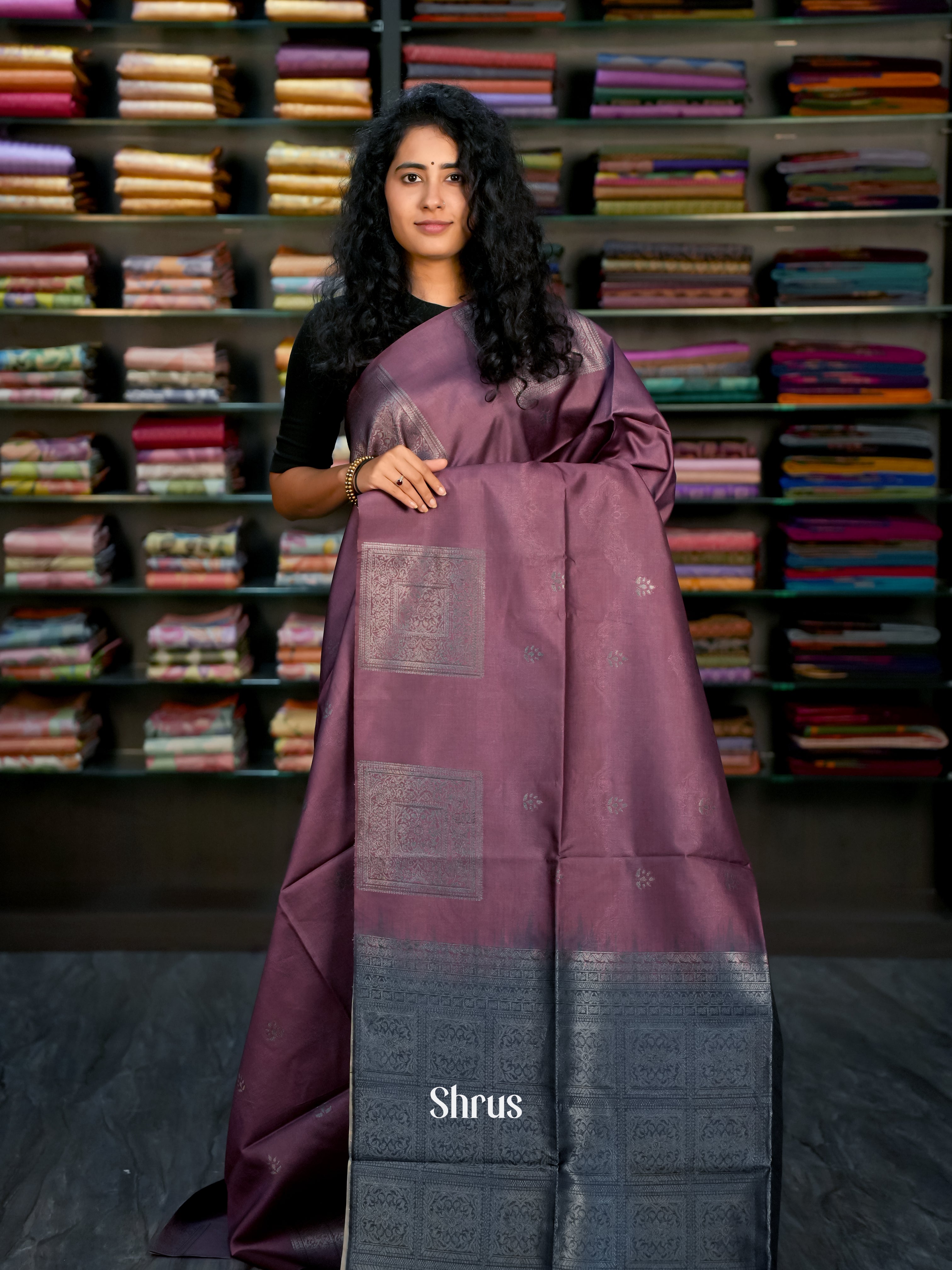 Purple & Blue- Semi Tussar Saree - Shop on ShrusEternity.com