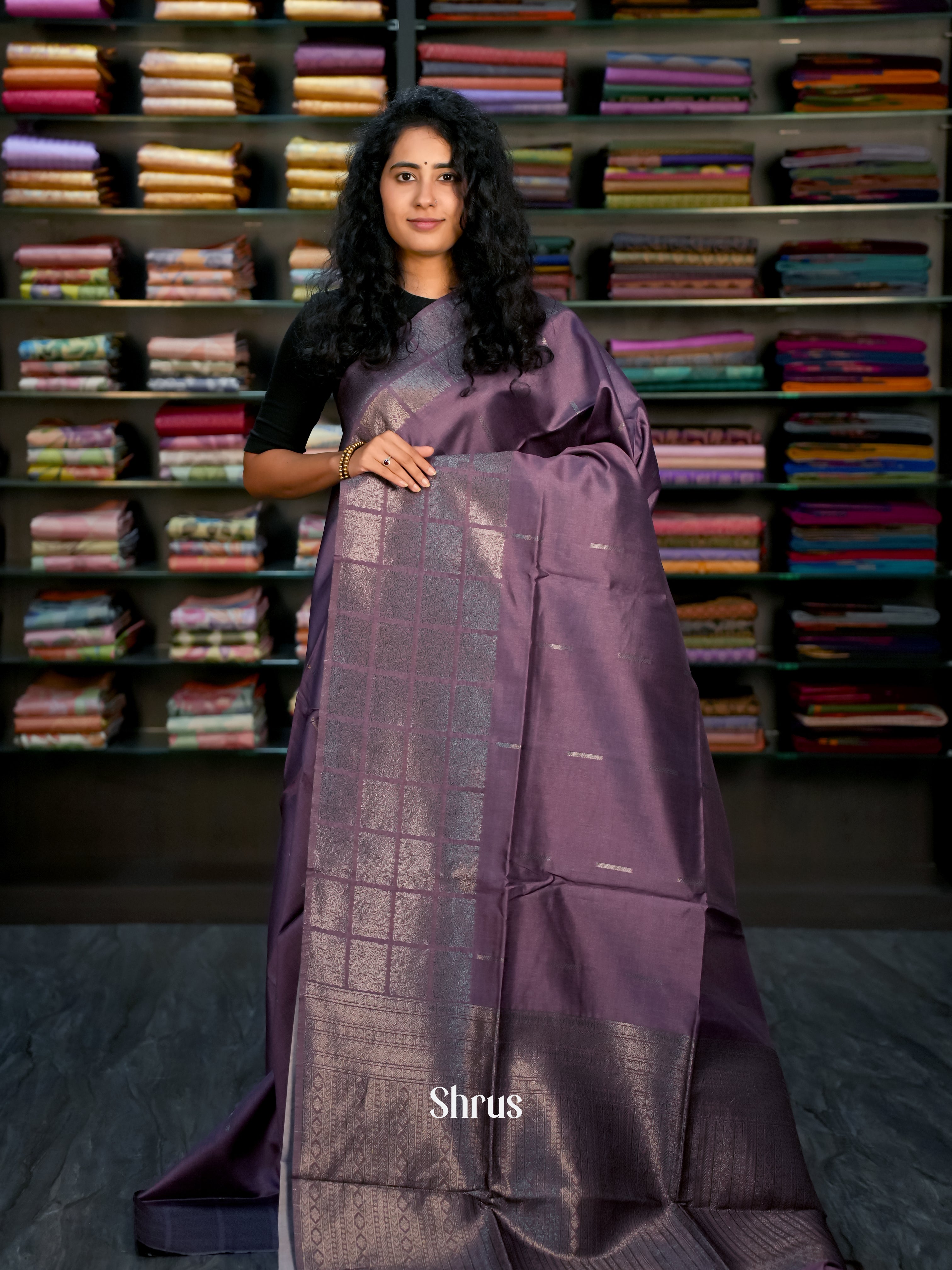 Purple - Semi Tussar Saree - Shop on ShrusEternity.com