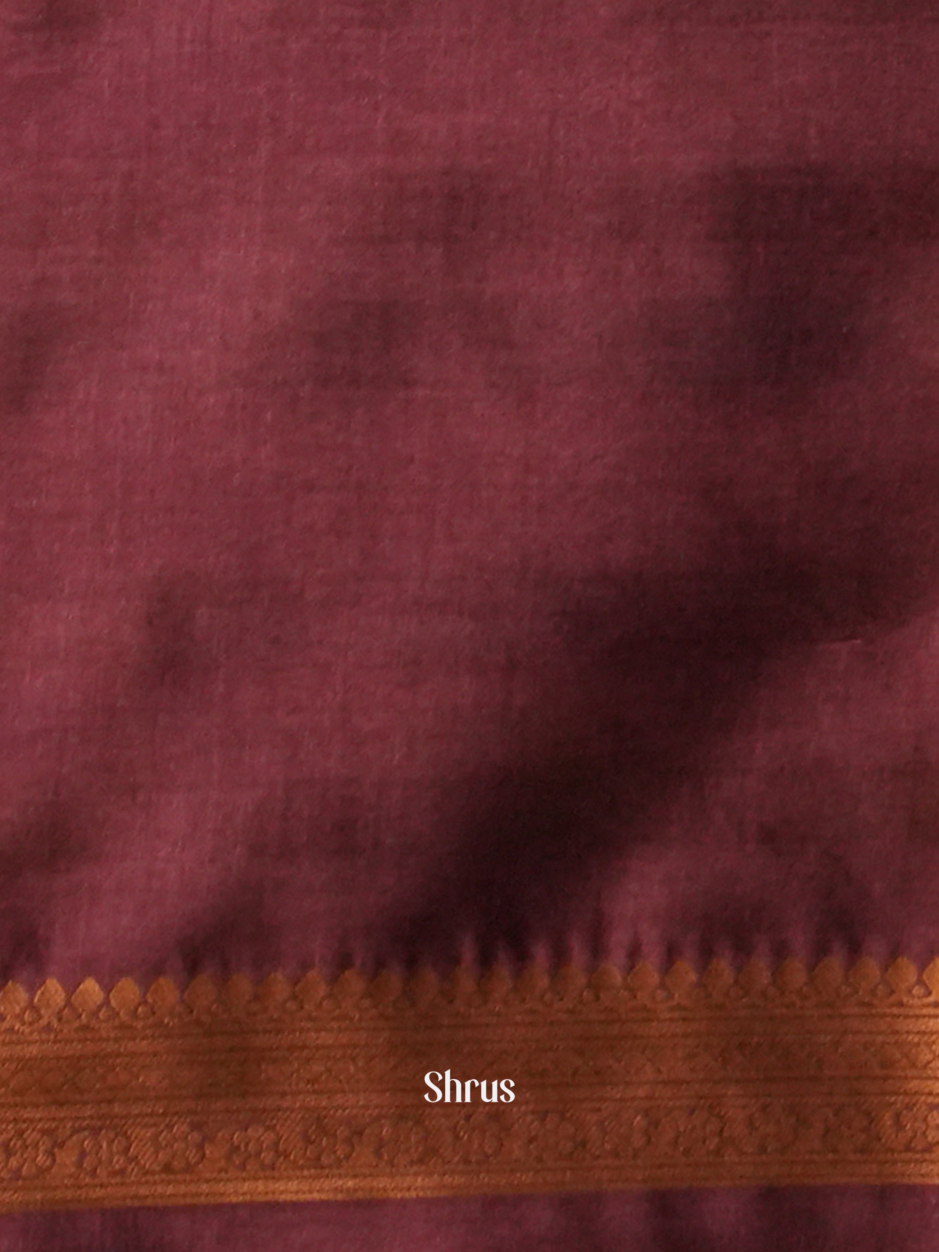 Pastel Green & Wine - Semi Tussar Saree - Shop on ShrusEternity.com