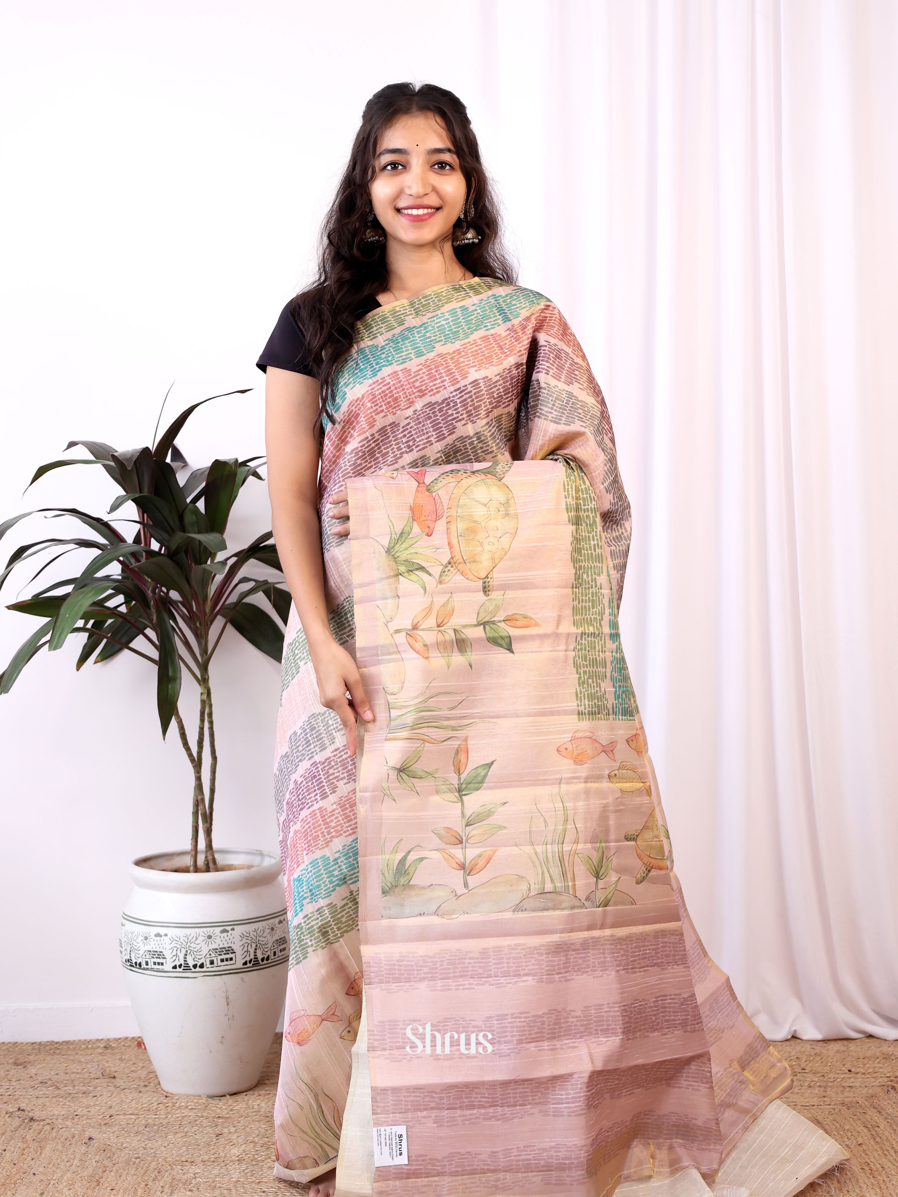 Purple - Semi Tussar Saree - Shop on ShrusEternity.com