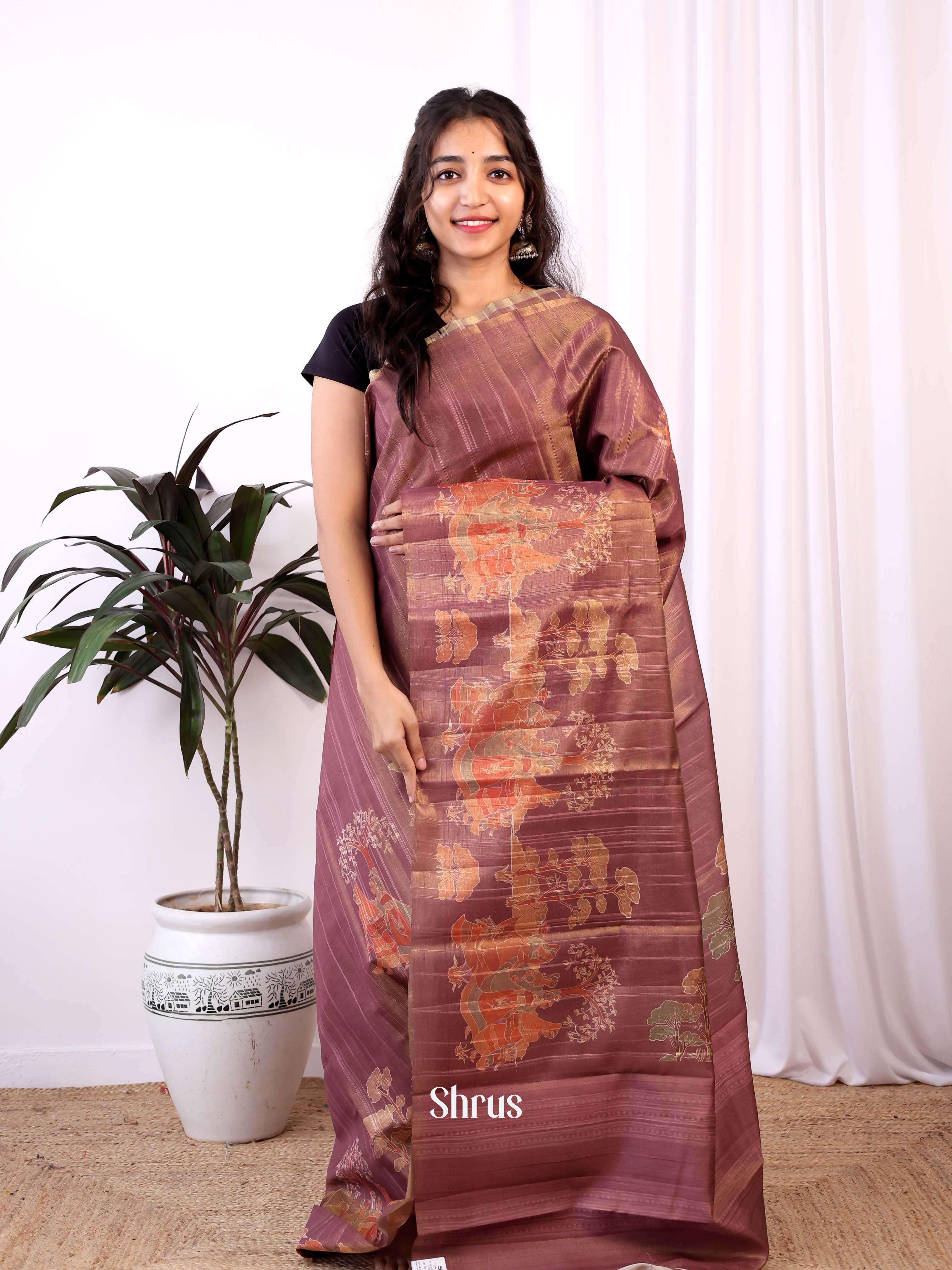 Onion Peel- Semi Tussar Saree - Shop on ShrusEternity.com