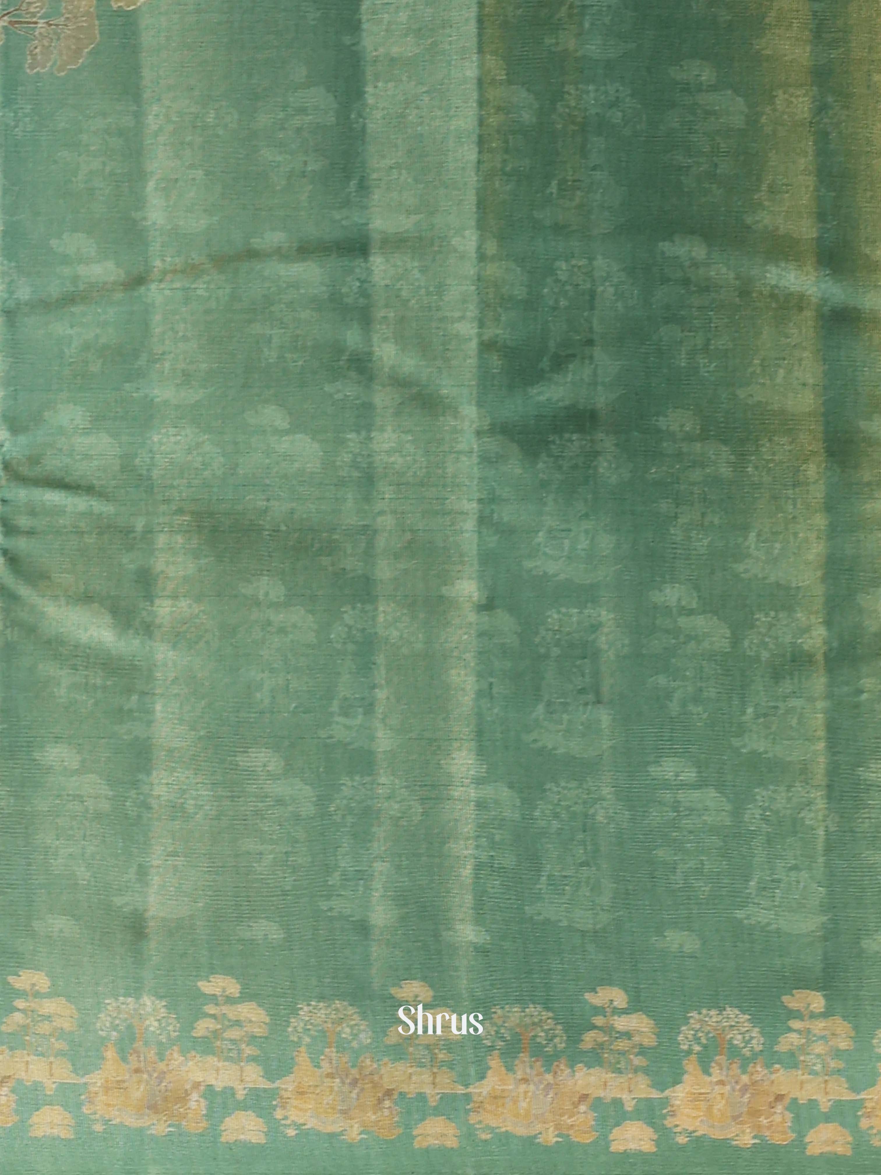 Green- Semi Tussar Saree - Shop on ShrusEternity.com