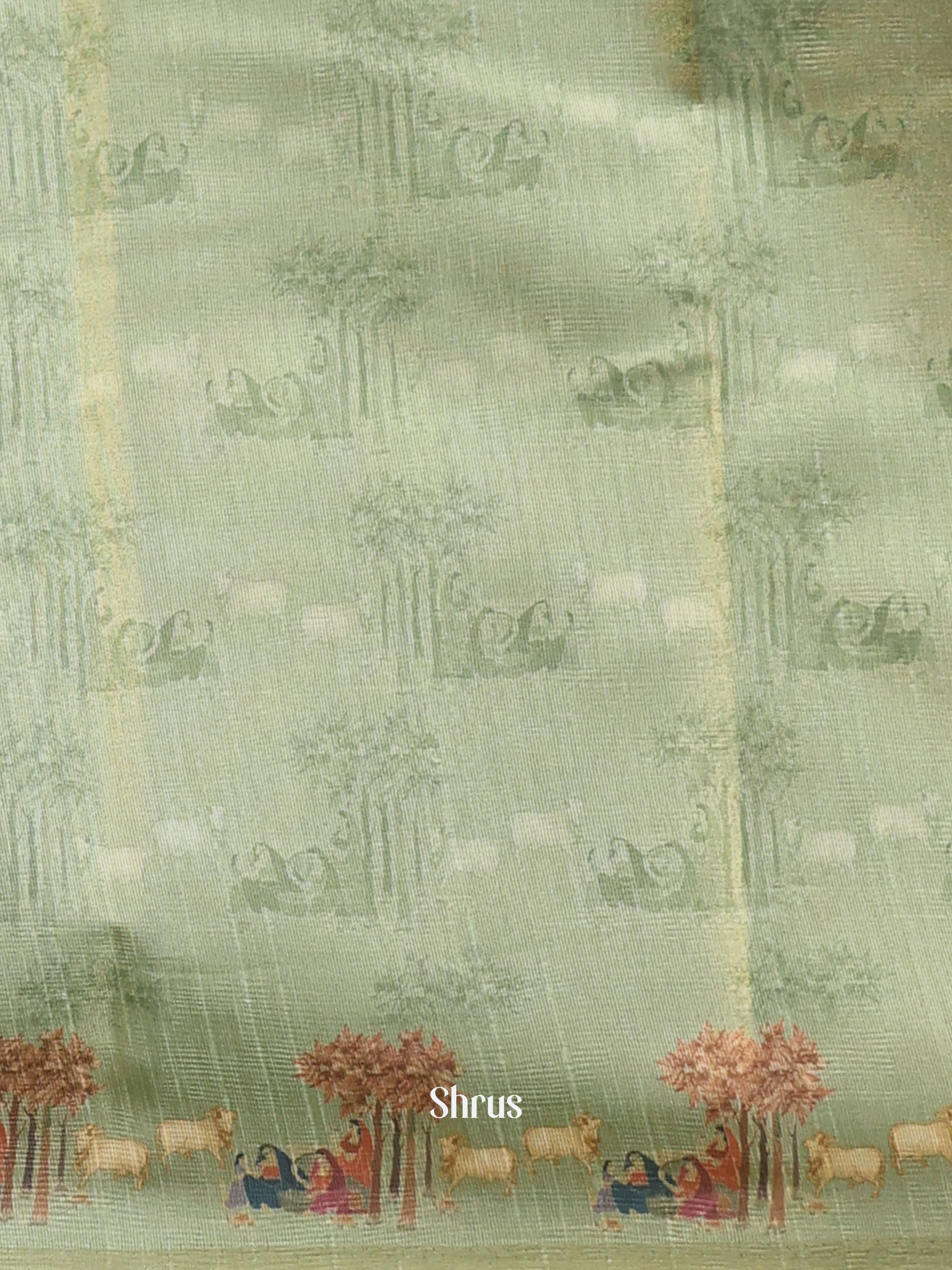 Green - Semi Tussar Saree - Shop on ShrusEternity.com