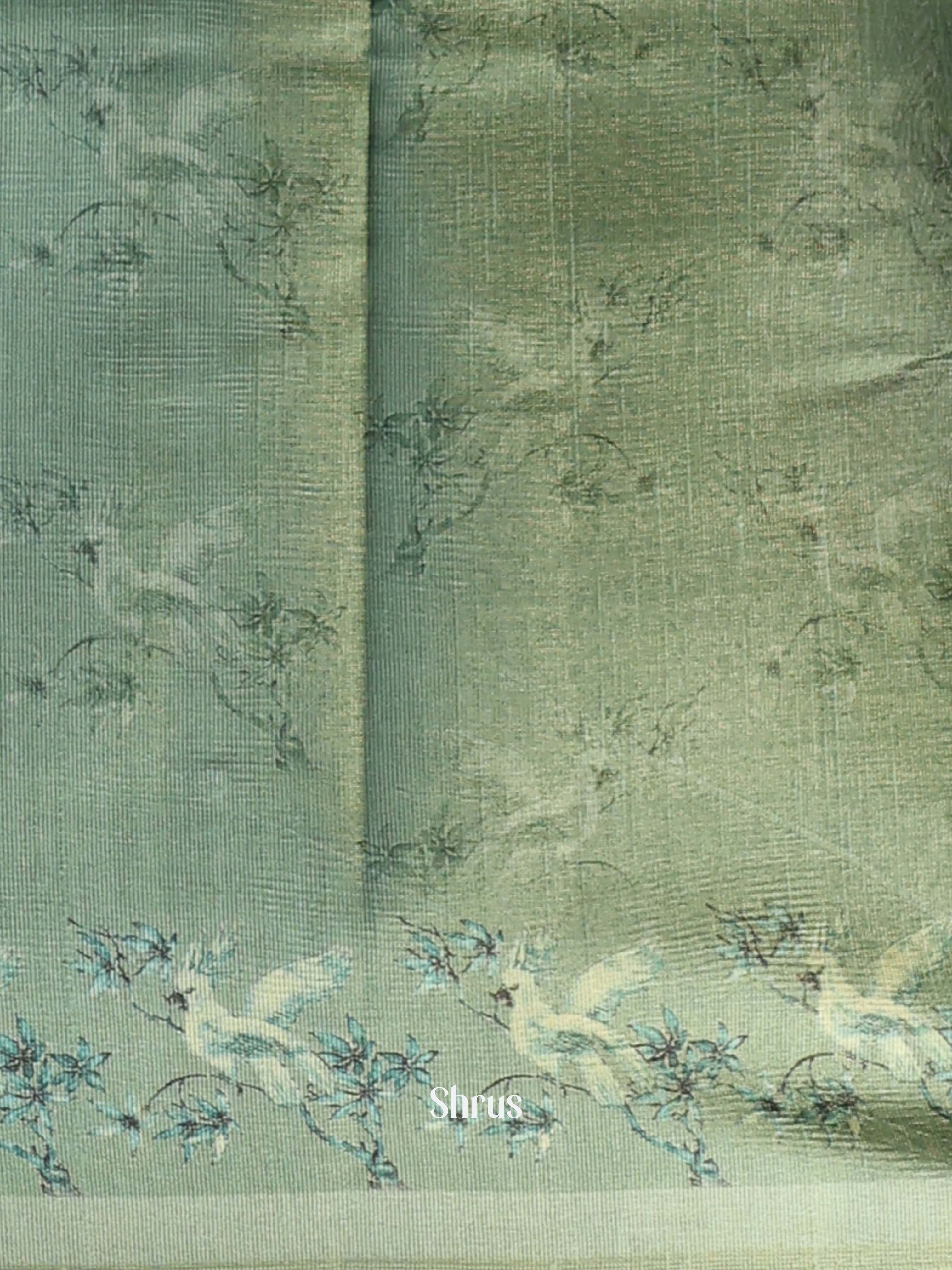 Green - Semi Tussar Saree - Shop on ShrusEternity.com