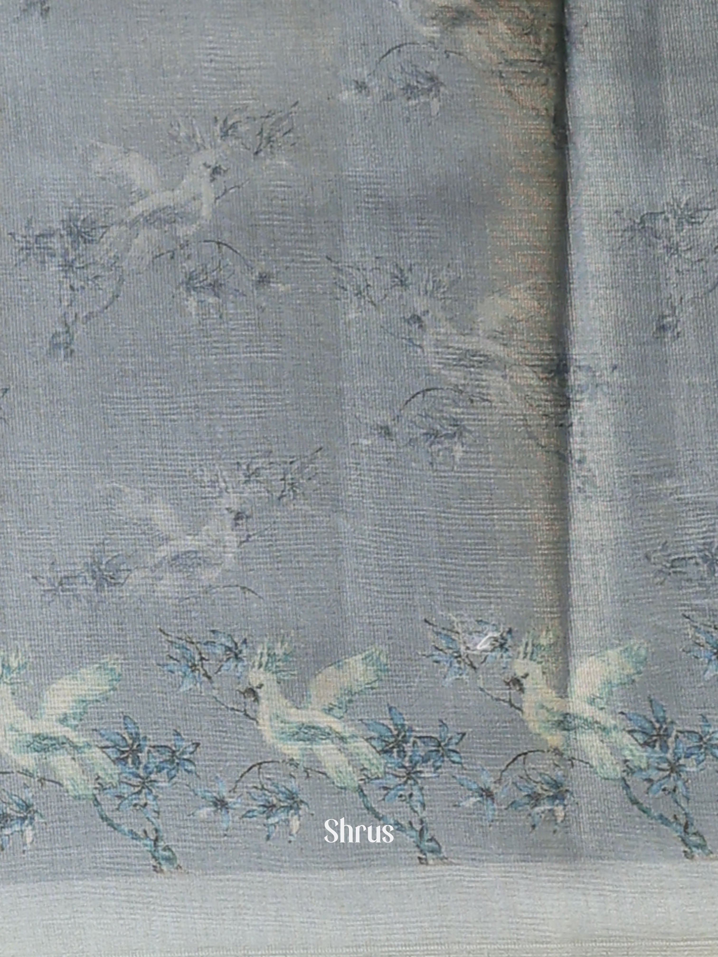 Grey- Semi Tussar Saree - Shop on ShrusEternity.com