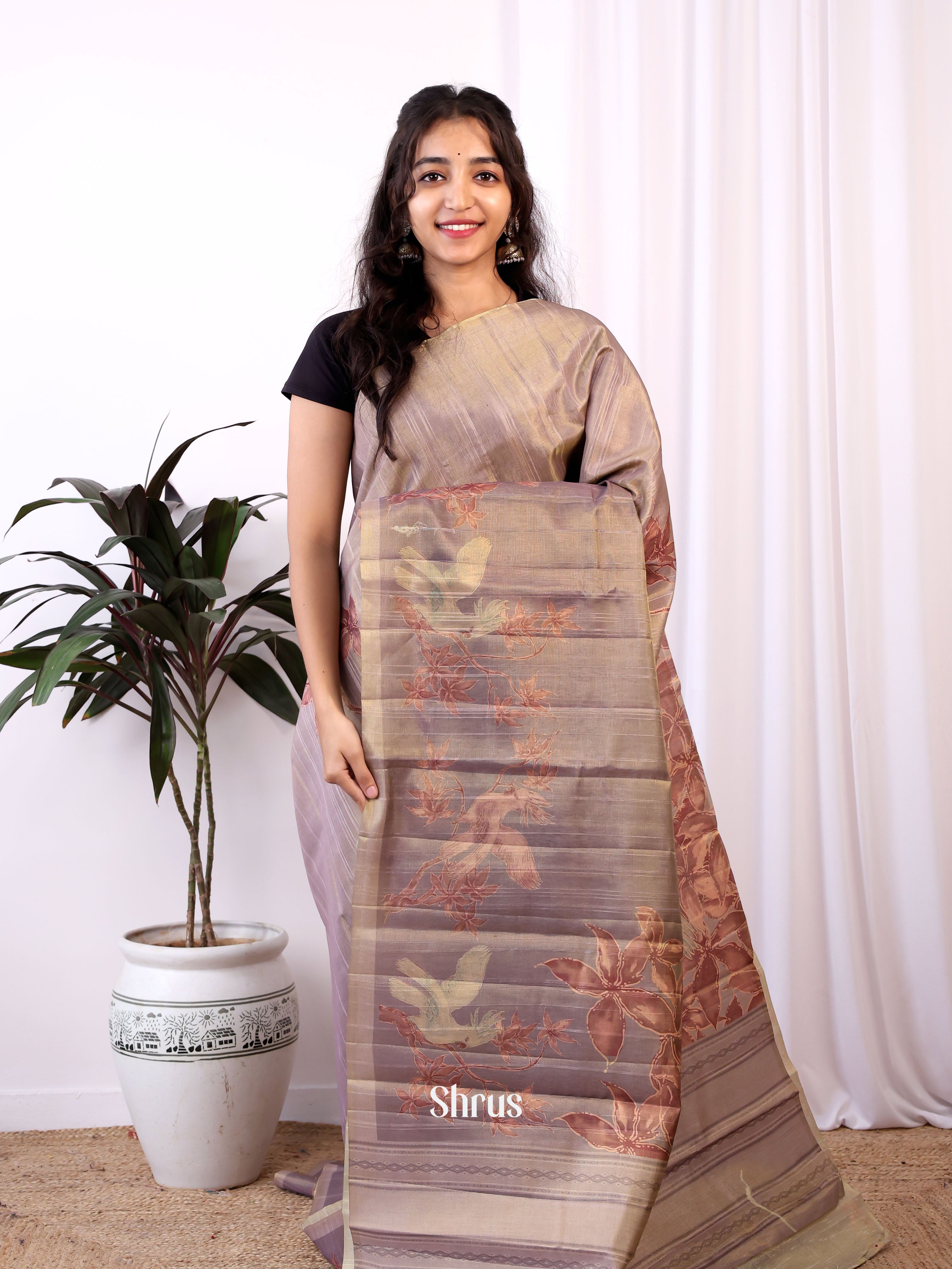 Purple- Semi Tussar Saree - Shop on ShrusEternity.com