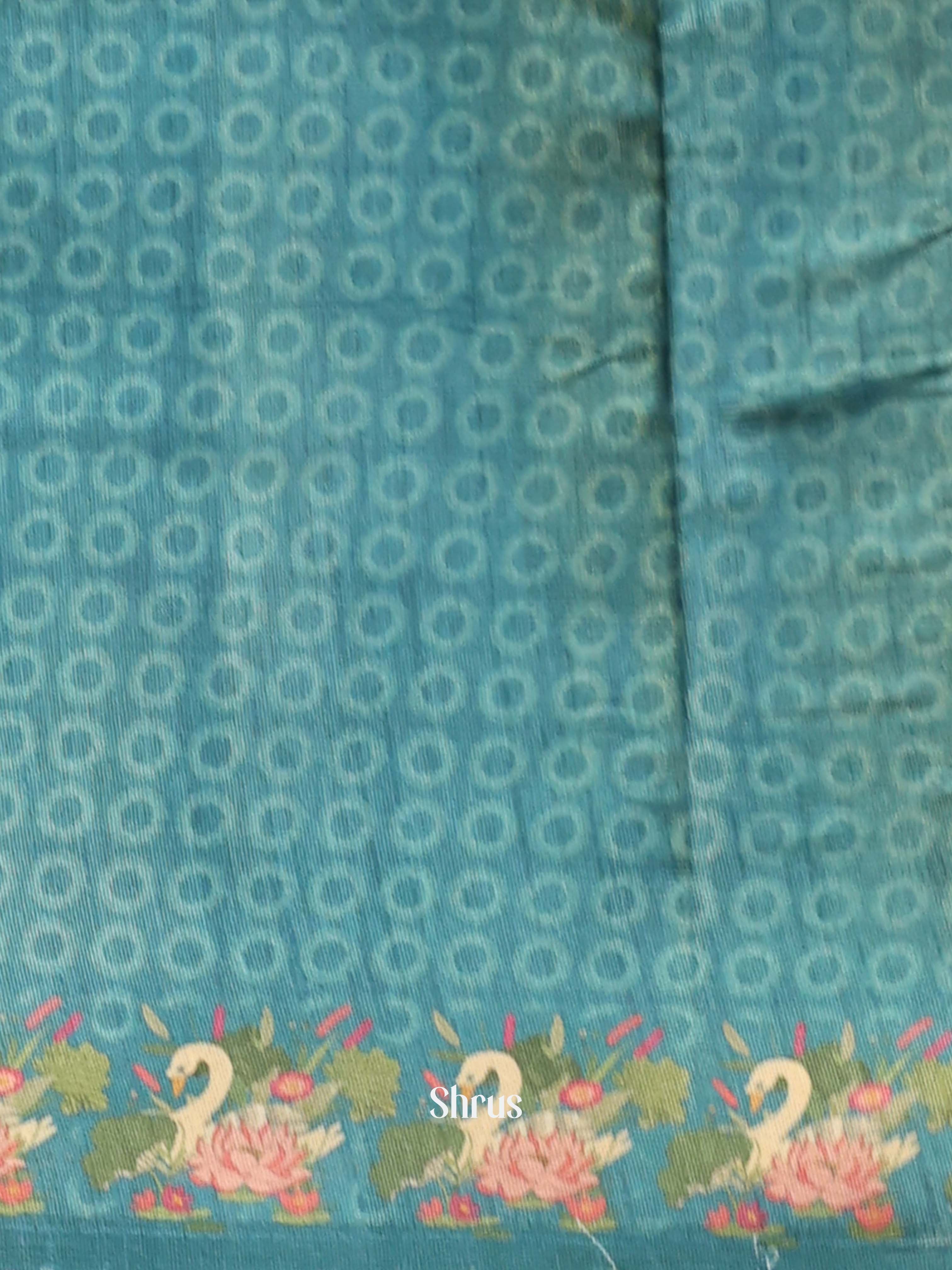 Blue - Semi Tussar Saree - Shop on ShrusEternity.com