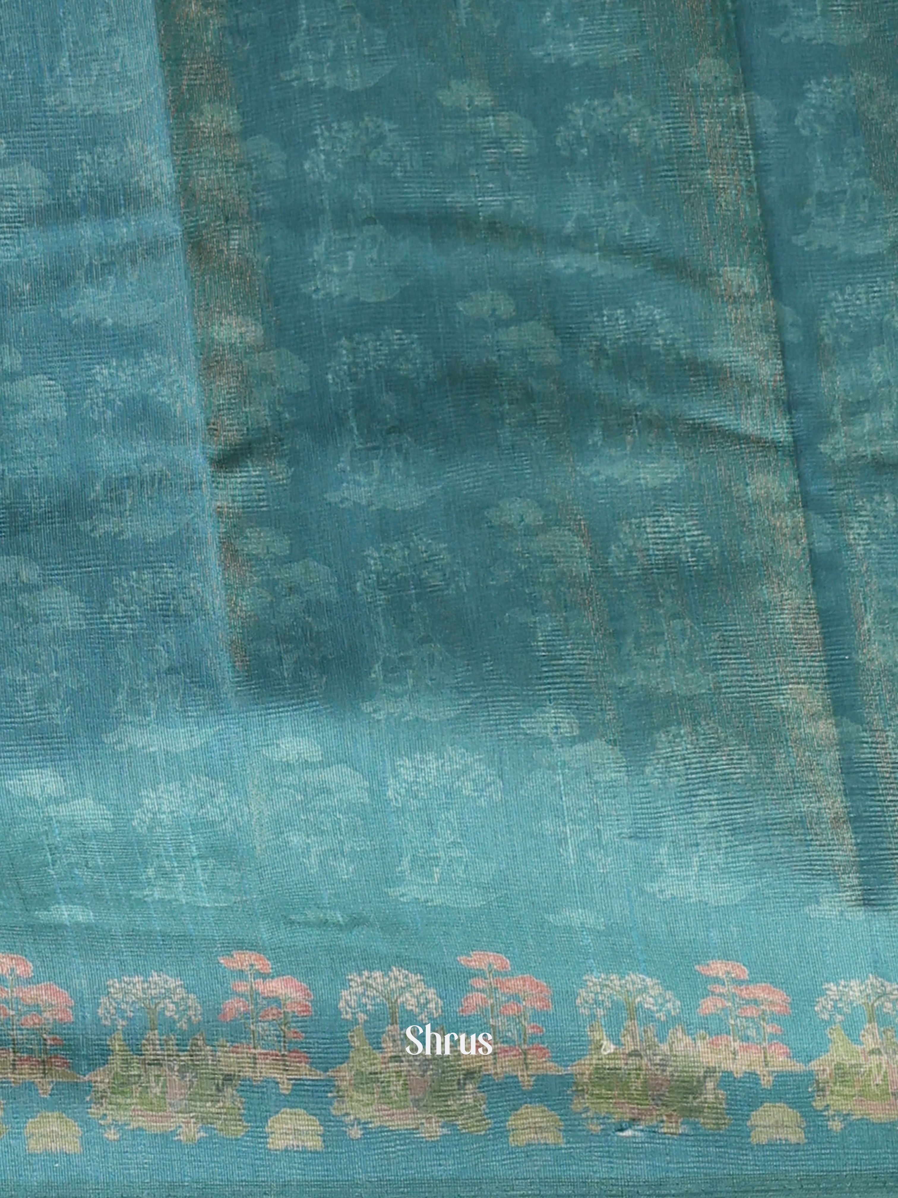 blue- Semi Tussar Saree - Shop on ShrusEternity.com