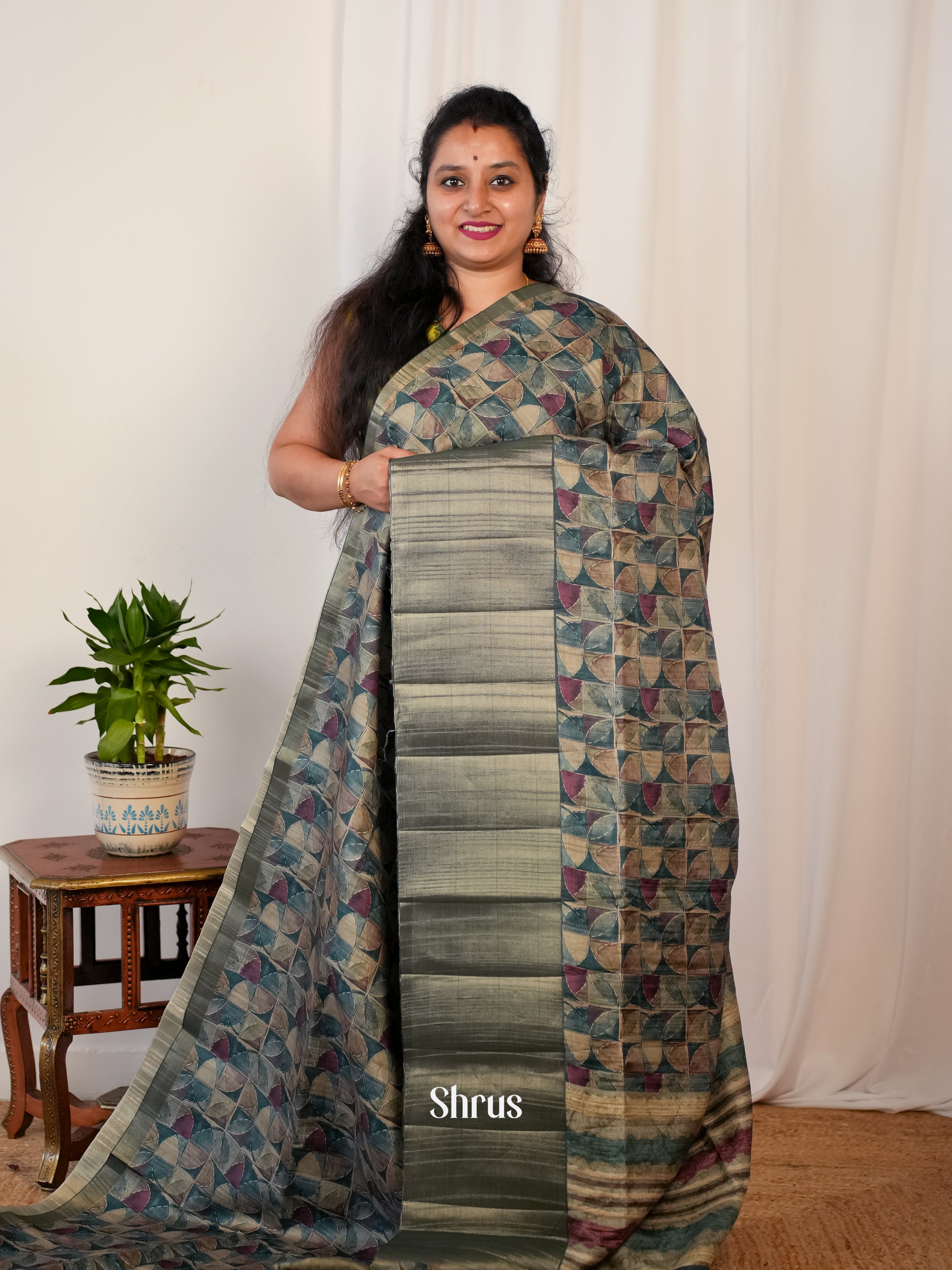 Grey - Matka Cotton Saree - Shop on ShrusEternity.com