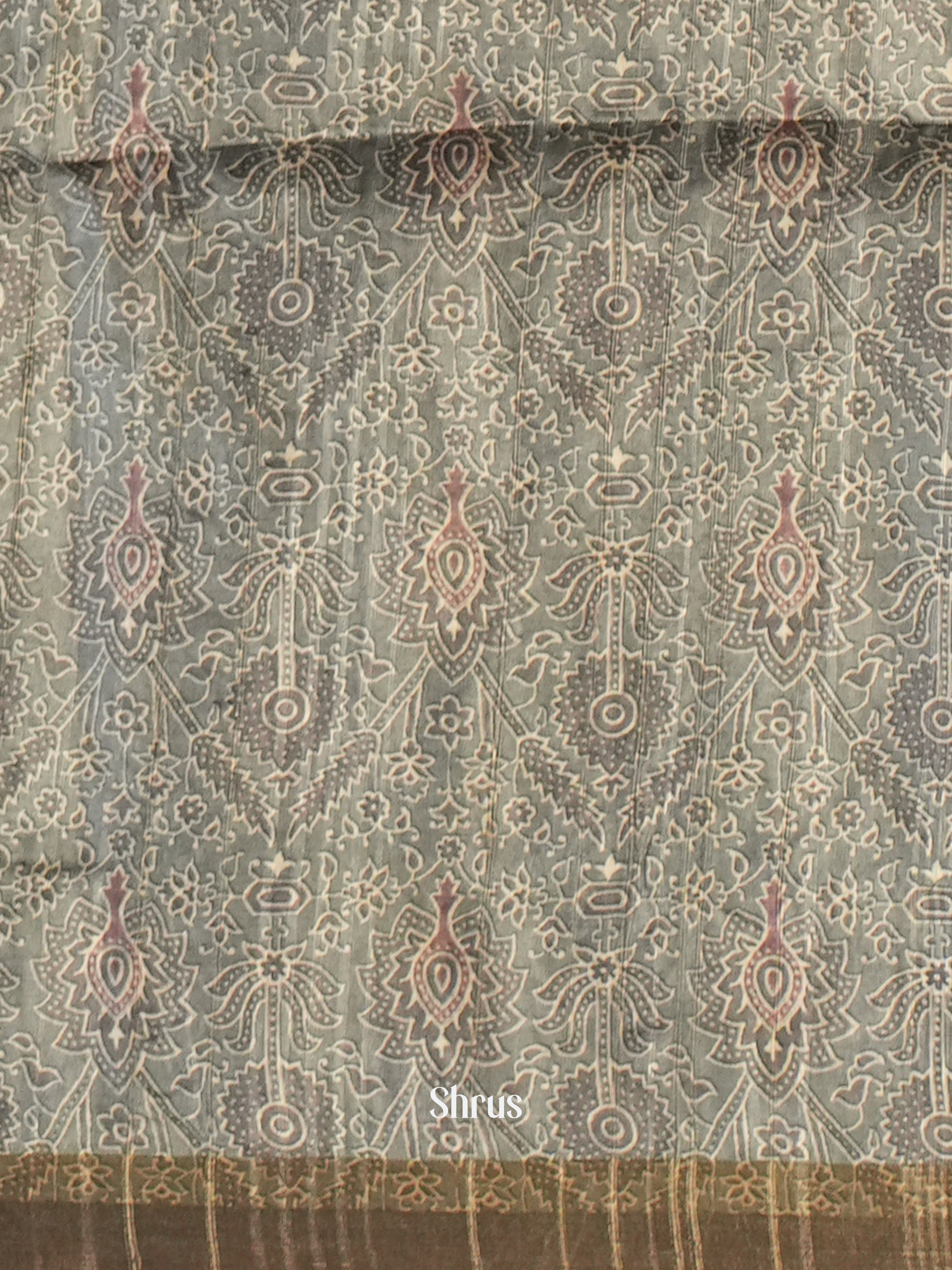 Grey - Matka Cotton Saree - Shop on ShrusEternity.com
