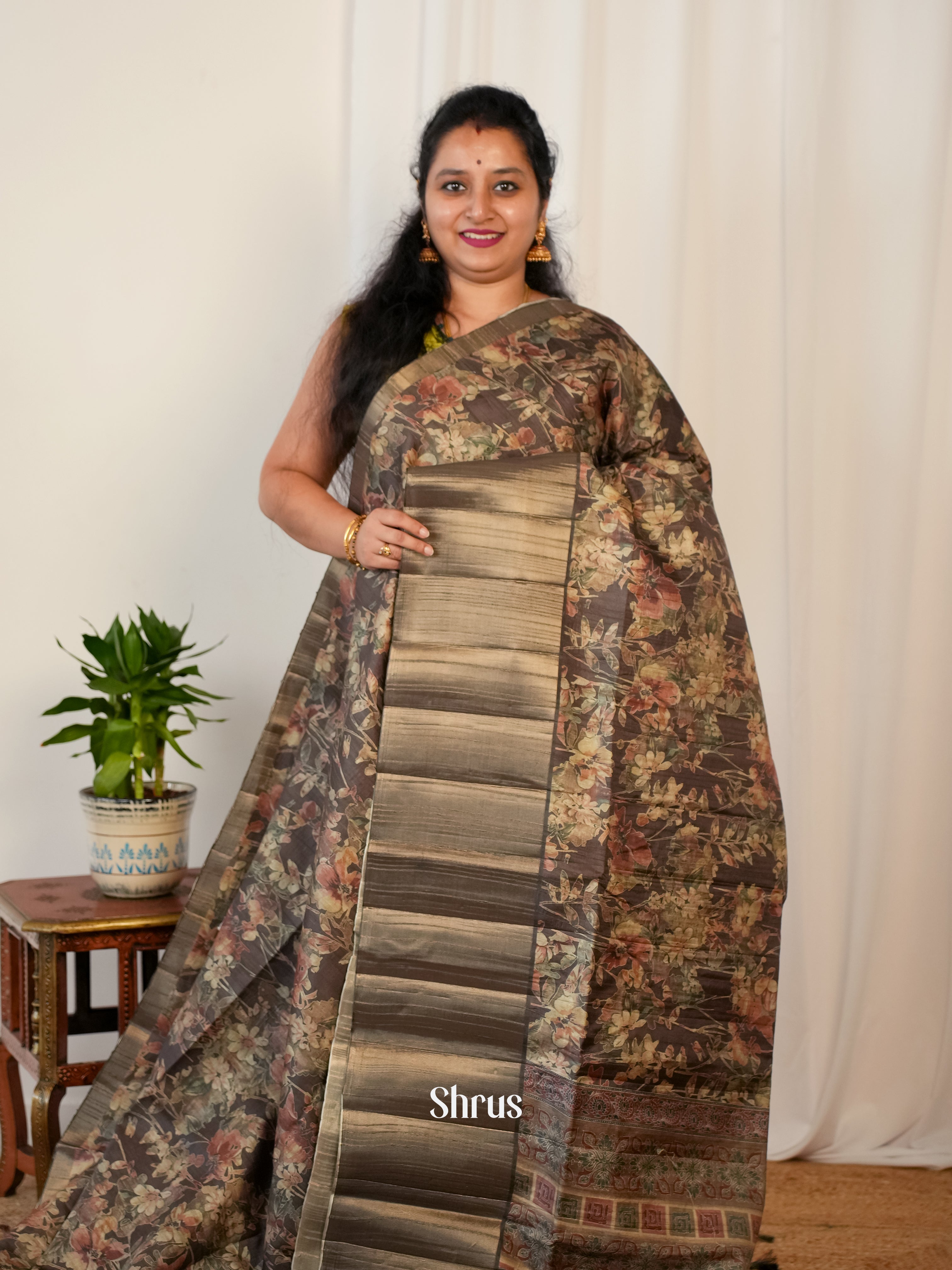 Brown - Matka Cotton Saree - Shop on ShrusEternity.com