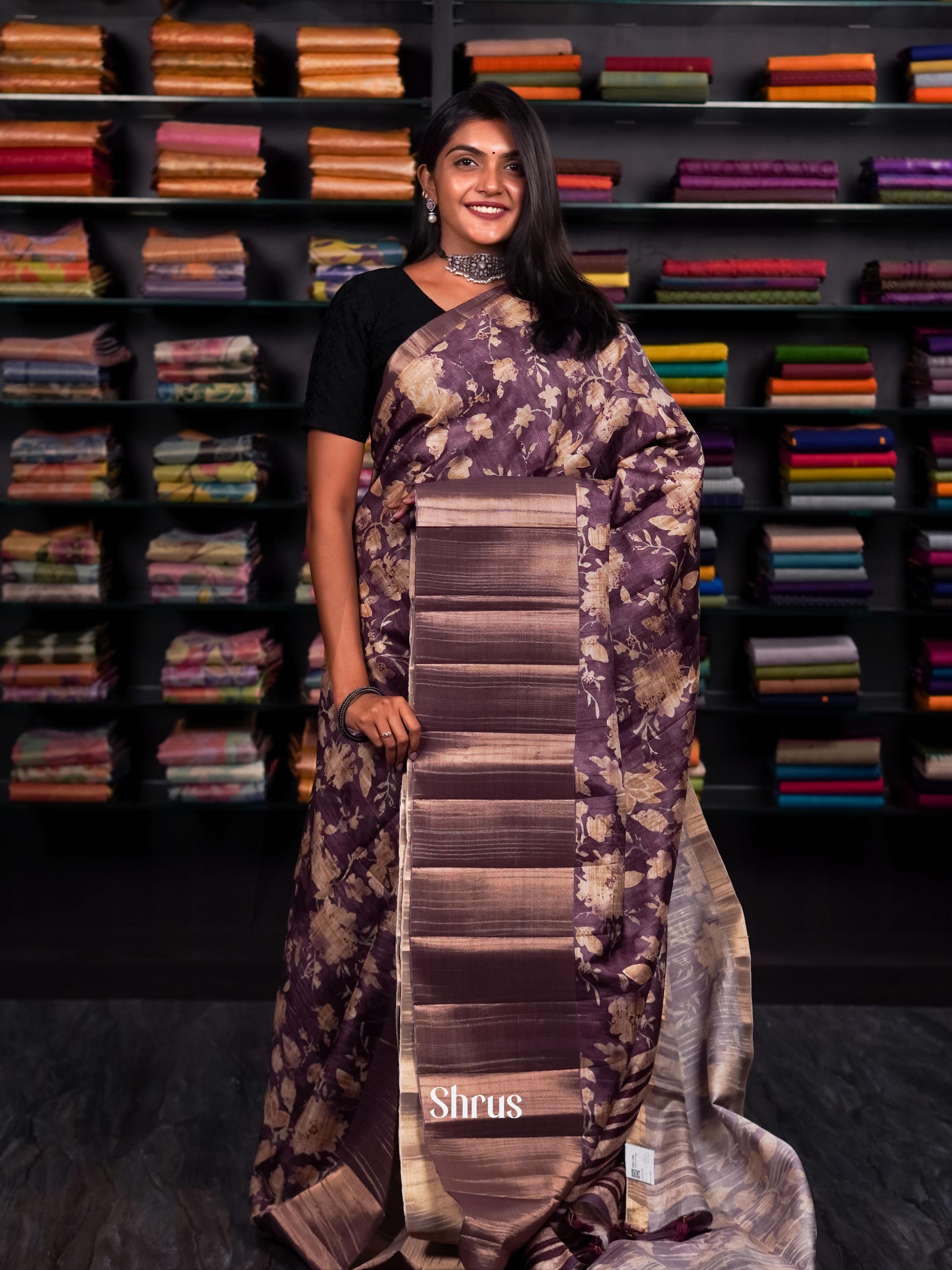 Glittering Maroon - matka Cotton Saree - Shop on ShrusEternity.com