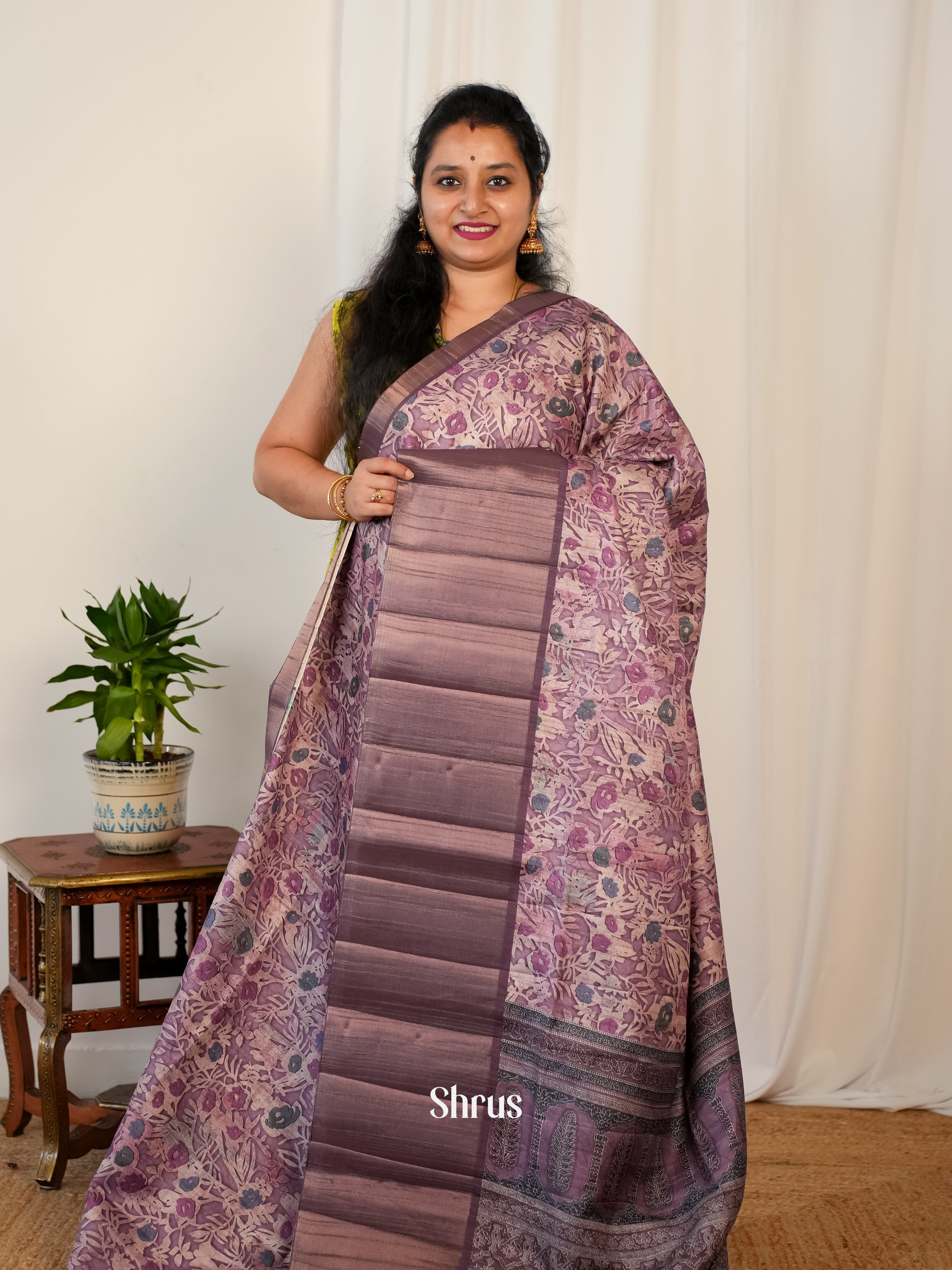 Purple - Matka Cotton Saree - Shop on ShrusEternity.com