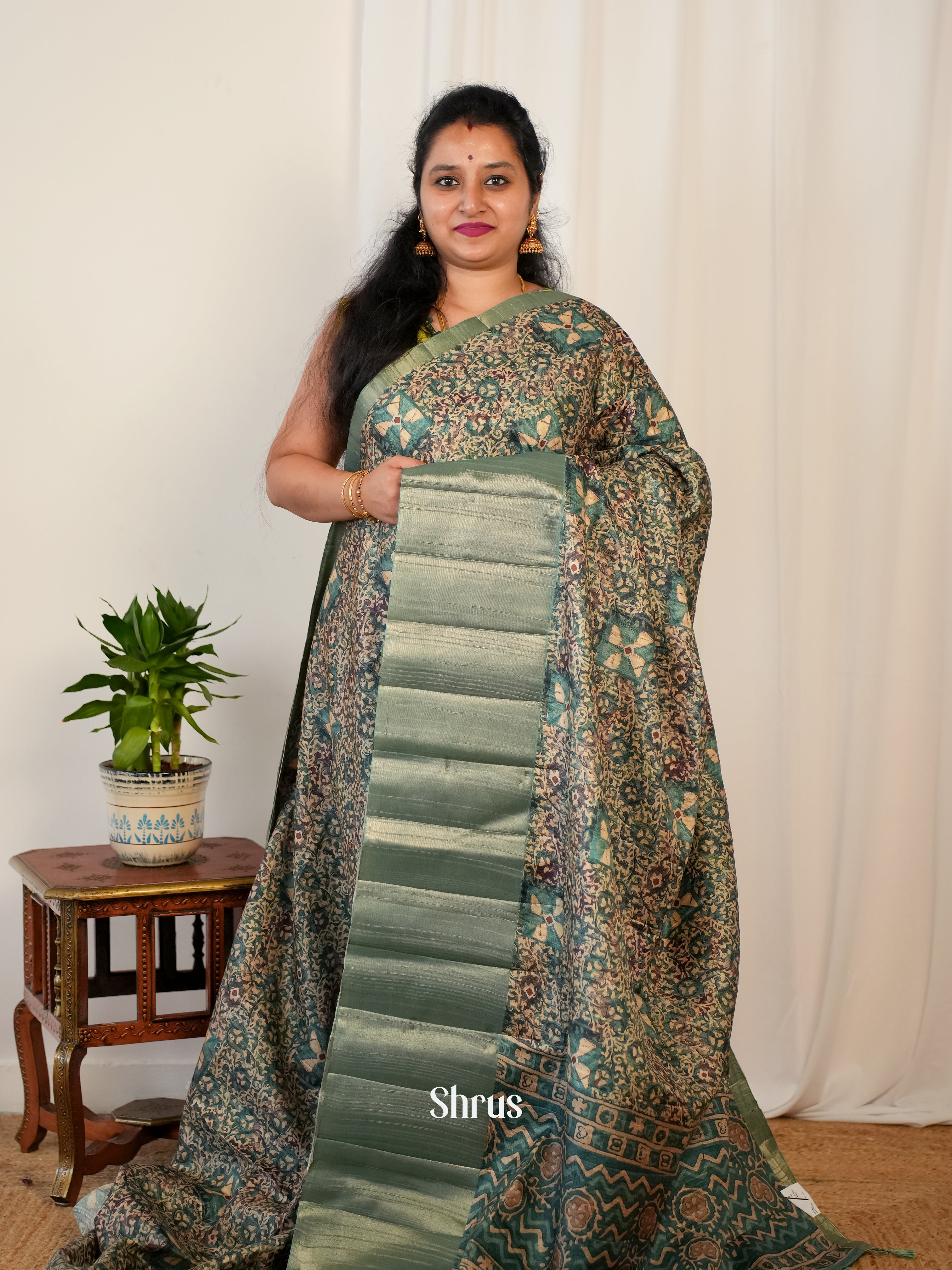 Green - Matka Cotton Saree - Shop on ShrusEternity.com