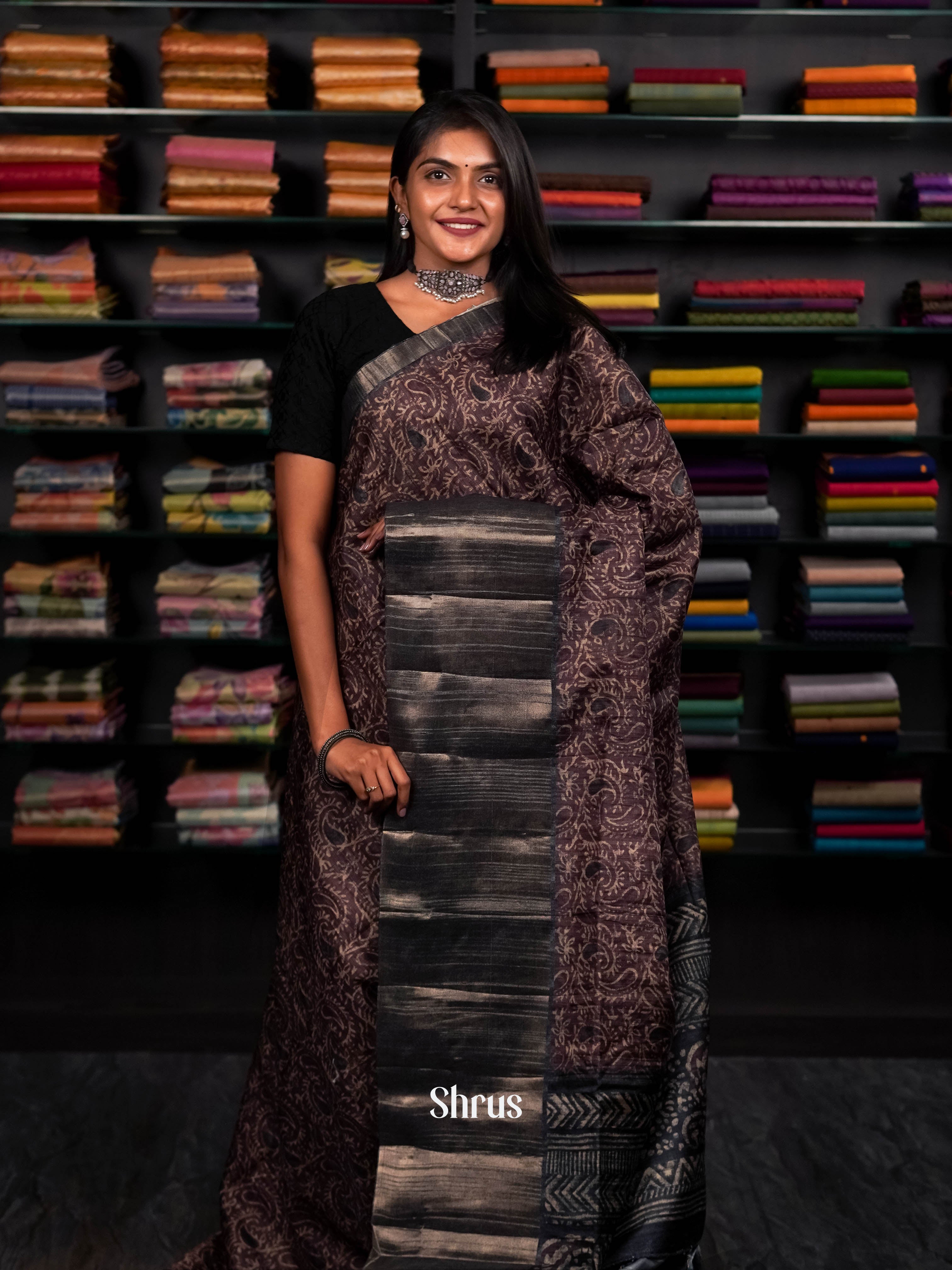 Brown - matka Cotton Saree - Shop on ShrusEternity.com